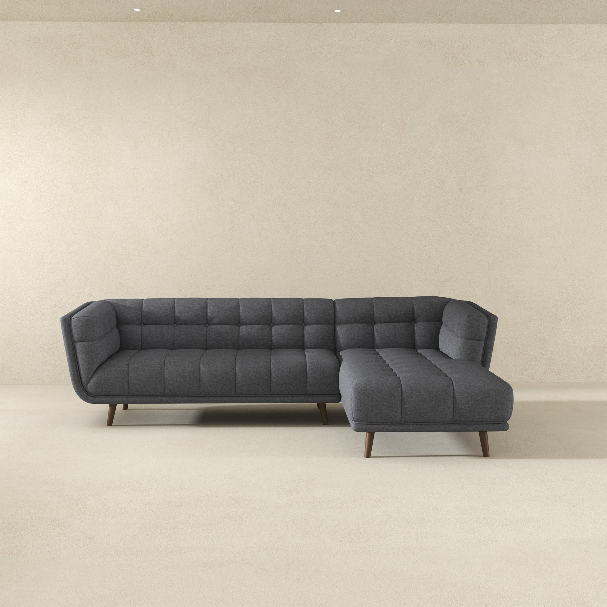 Ashcroft Addison Sectional Sofa – Right Facing Chaise, Ash Gray Fabric
