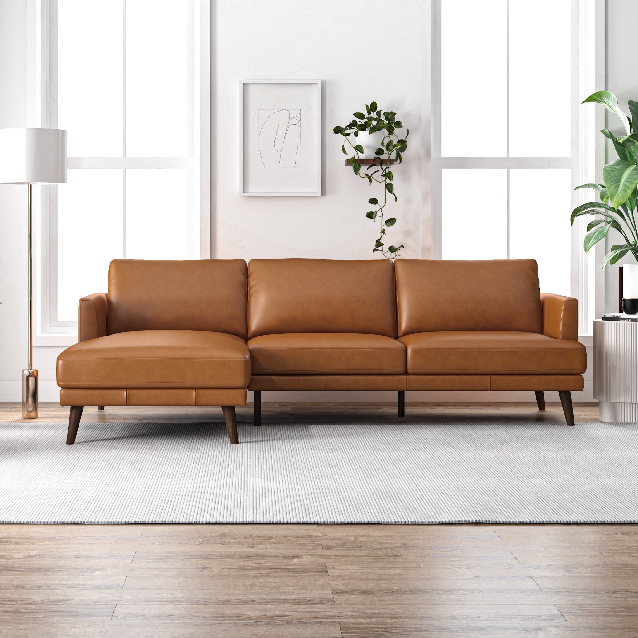 Ashcroft - Lore L-Shaped Genuine Leather Sectional