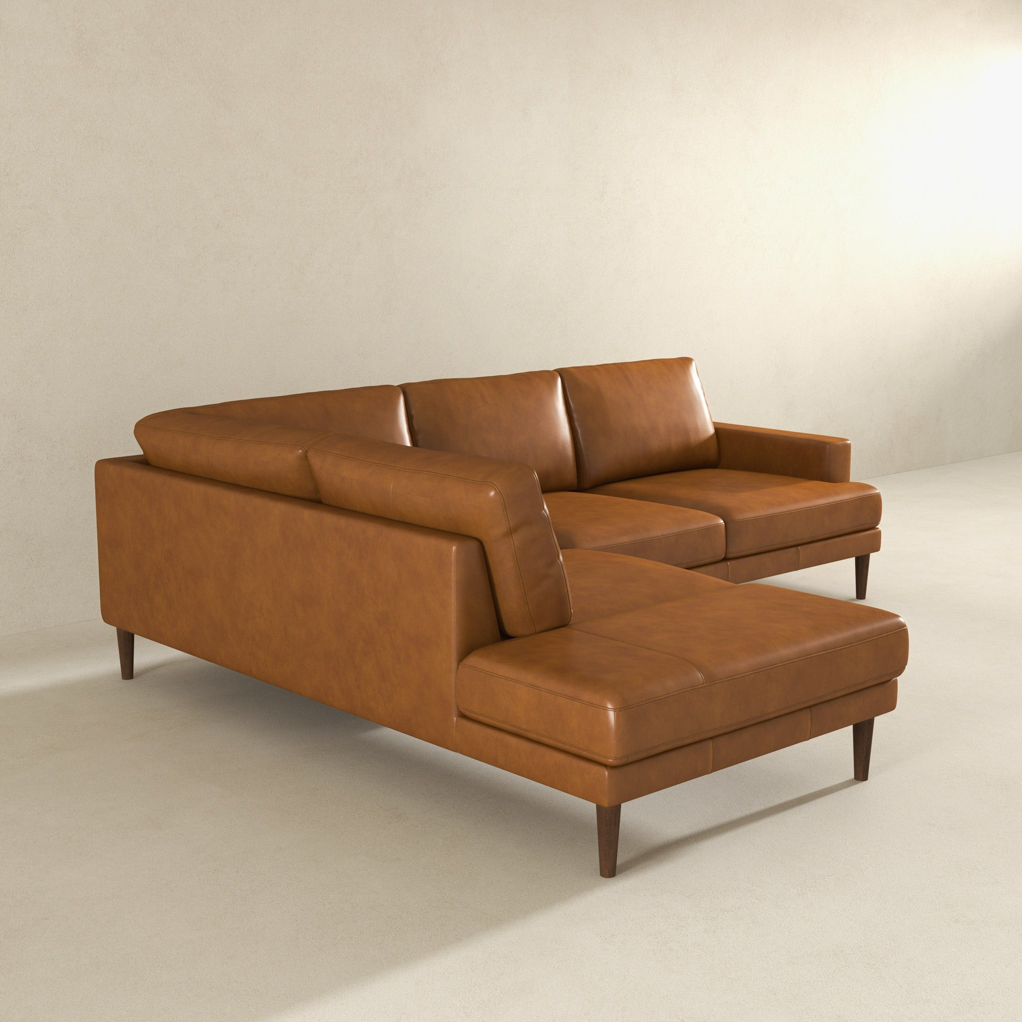 Ashcroft - Corbin Left-Facing Tan Leather Sectional Sofa