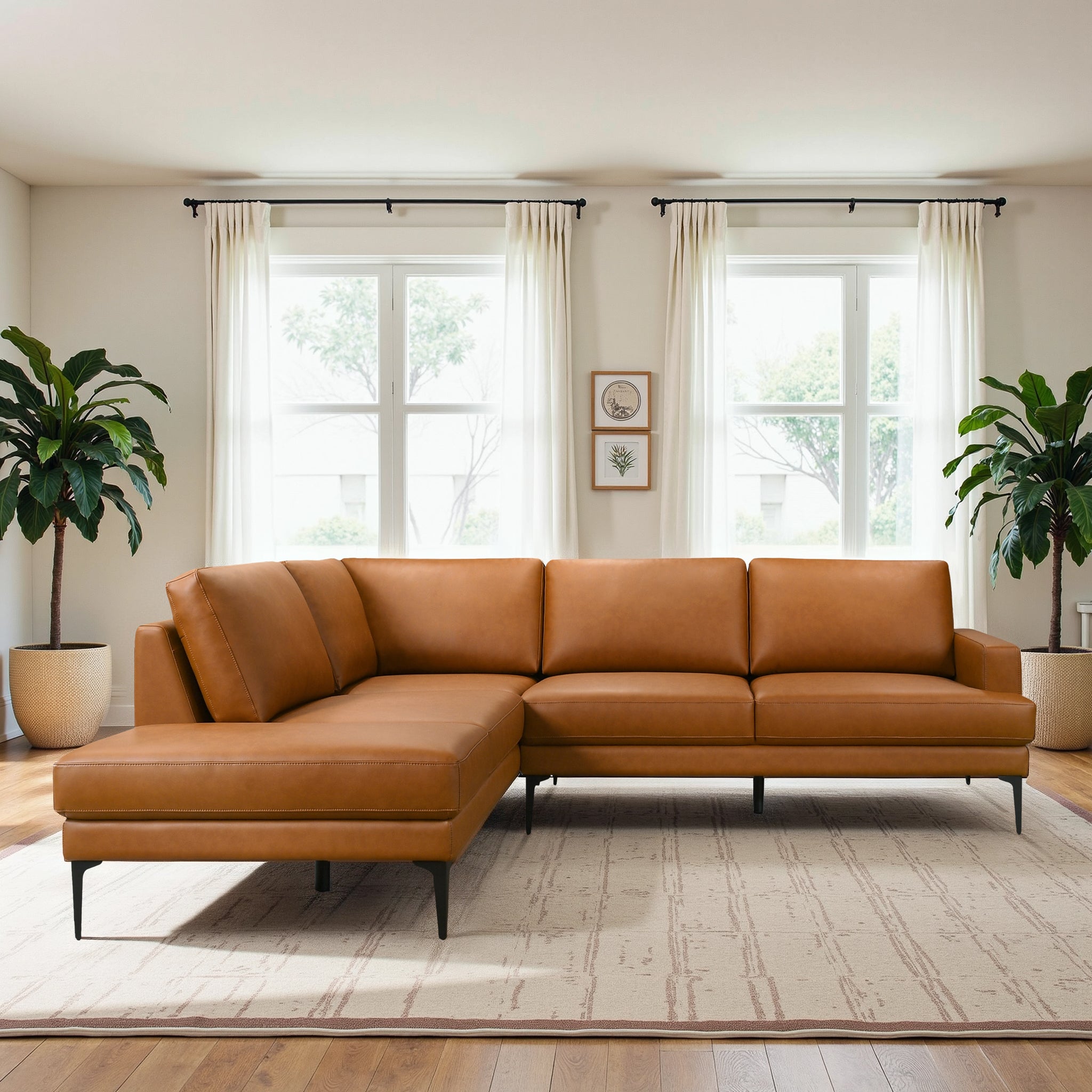 Ashcroft - Bristol Durable Vegan Leather Left-Facing Sectional Sofa