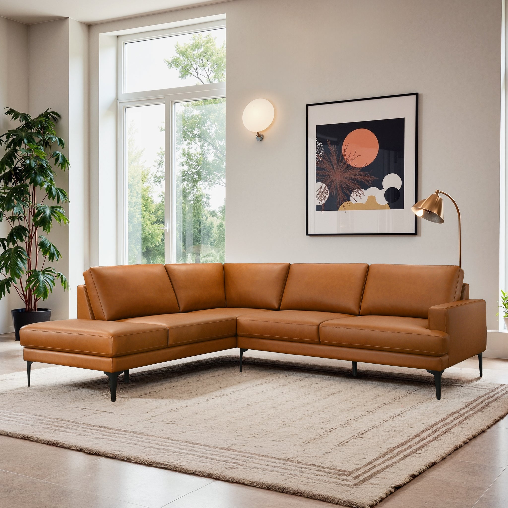 Ashcroft - Bristol Durable Vegan Leather Left-Facing Sectional Sofa