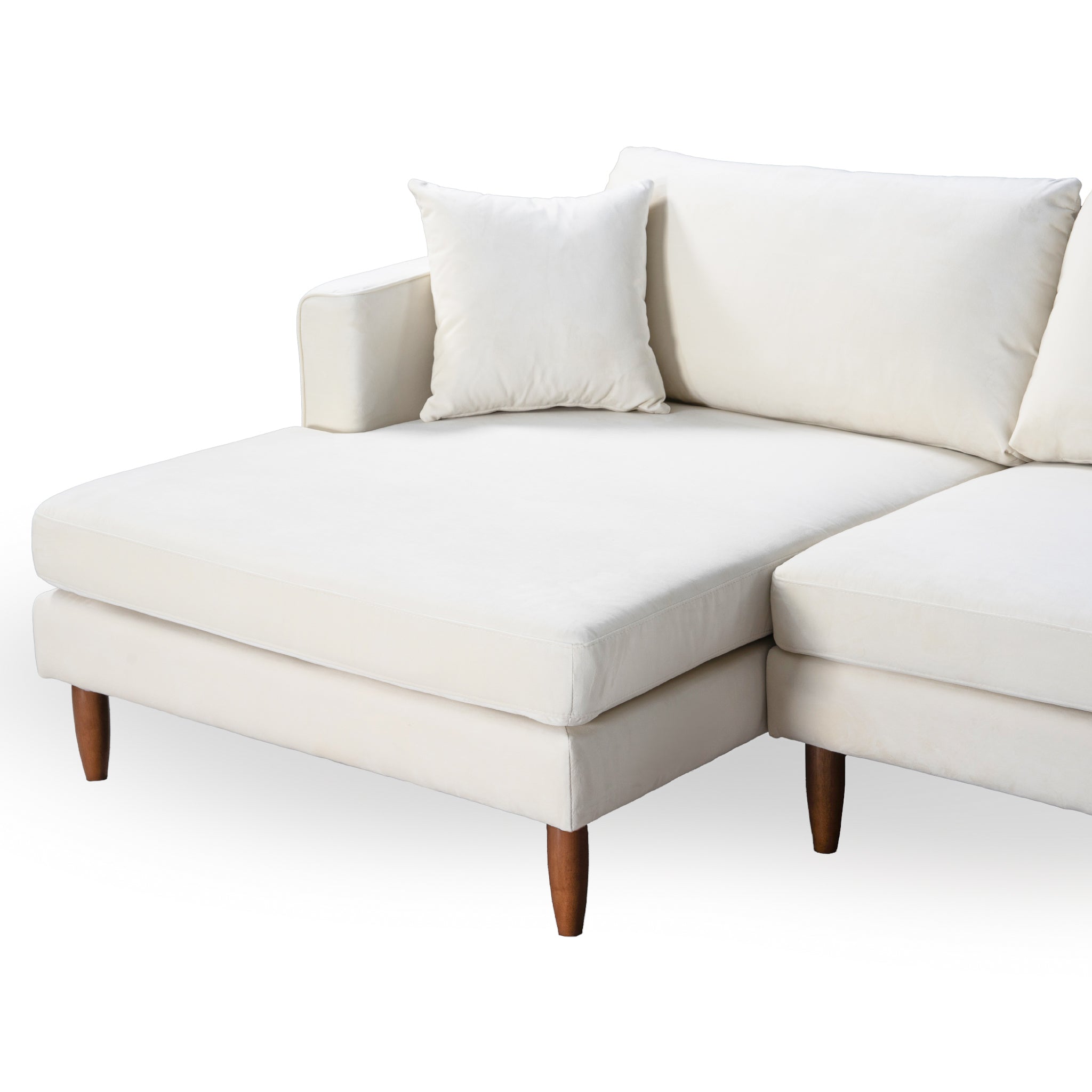 Ashcroft Blake L-Shaped Sectional Sofa - Cream Velvet, Left Facing