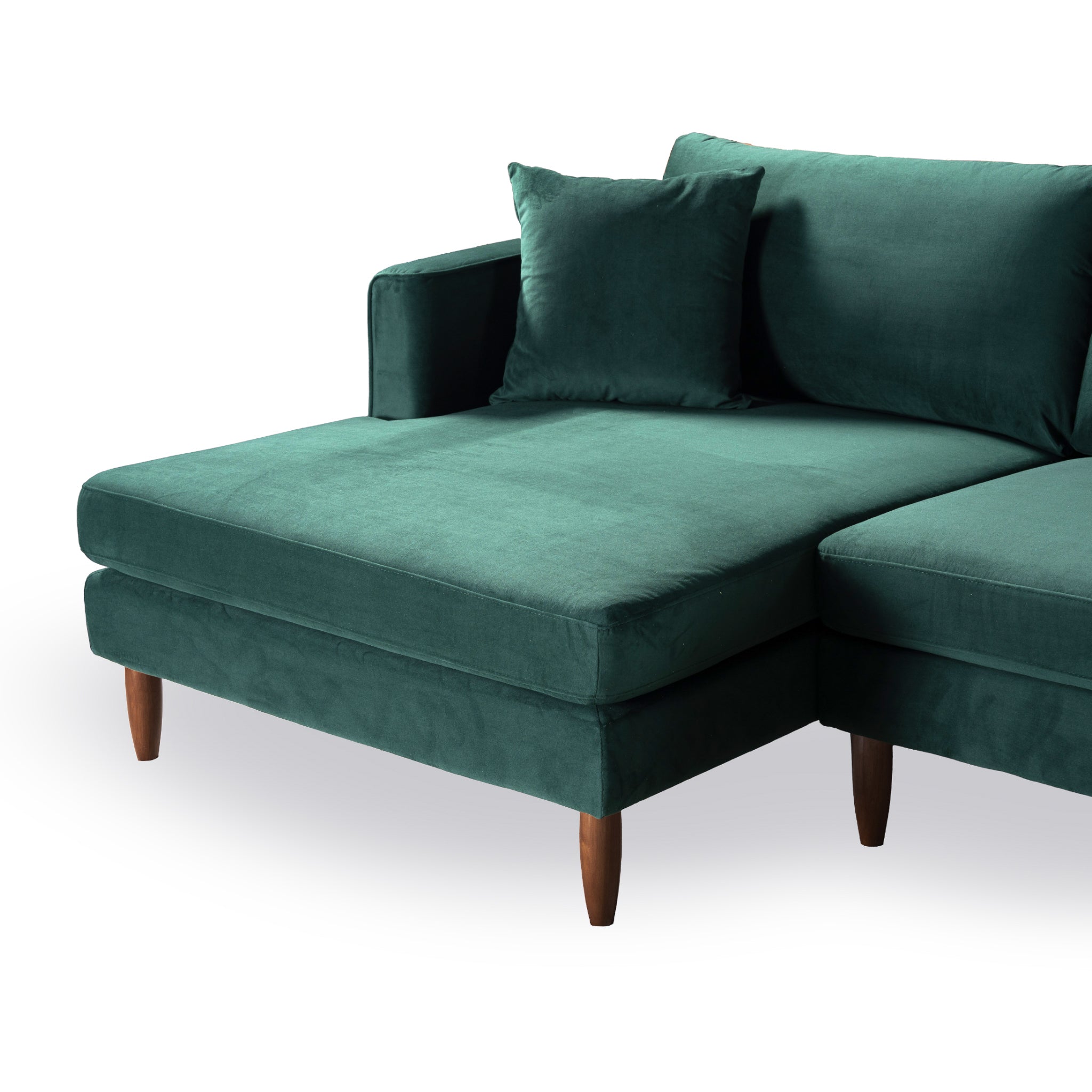 Ashcroft Blake L-Shaped Sectional Sofa - Dark Green Velvet, Left Facing