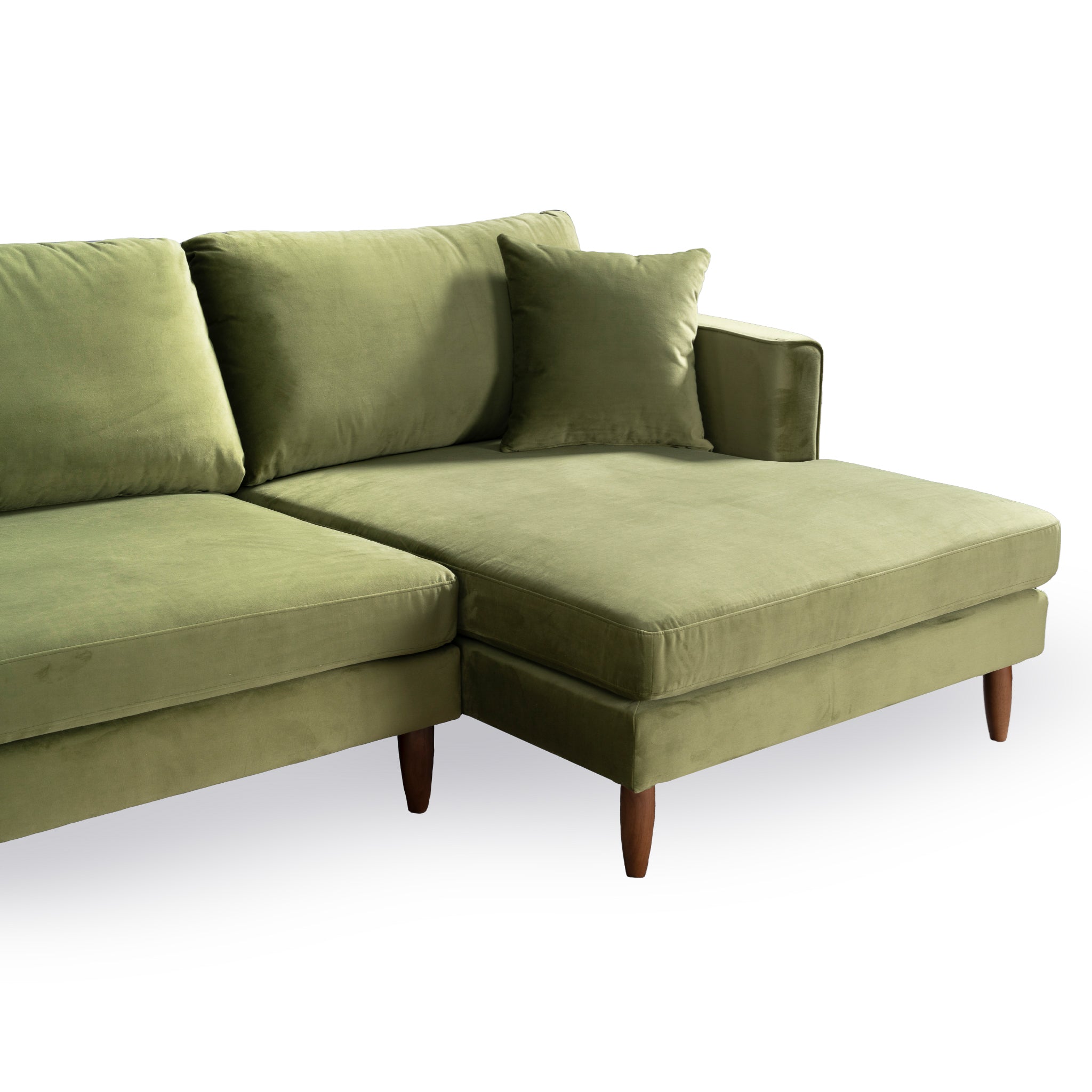 Ashcroft Blake L-Shaped Sectional Sofa - Olive Green Velvet, Right Facing