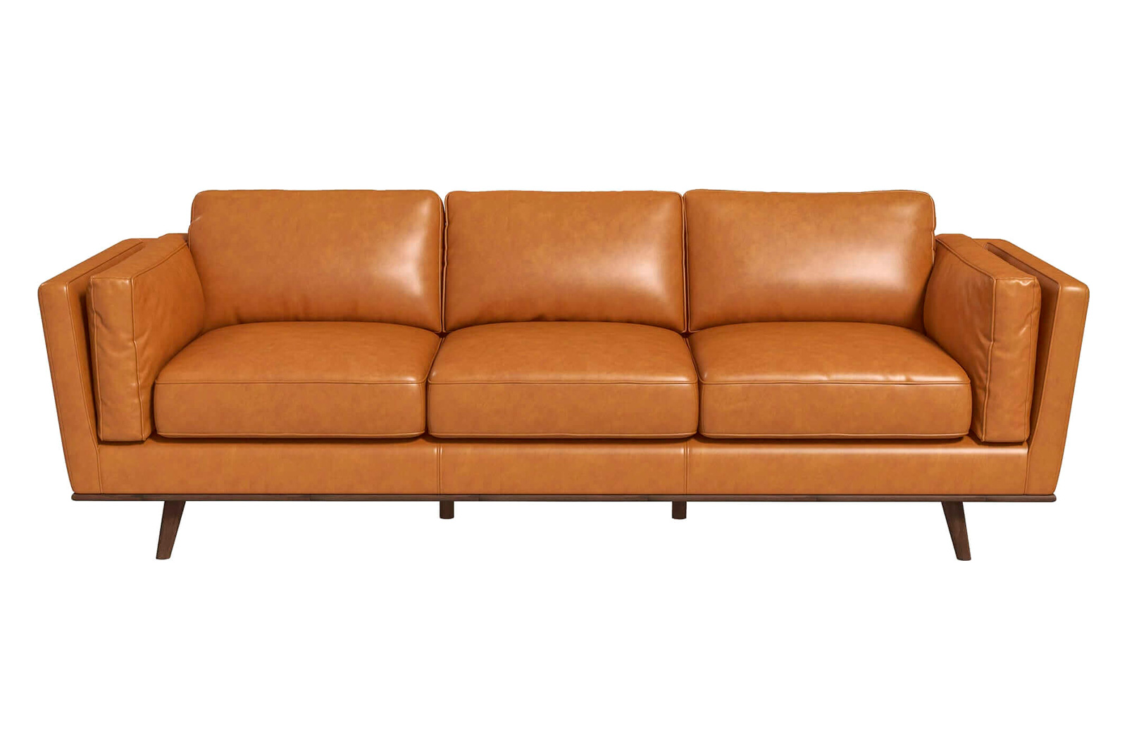Ashcroft - Chase Mid-Century Modern Genuine Leather Sofa