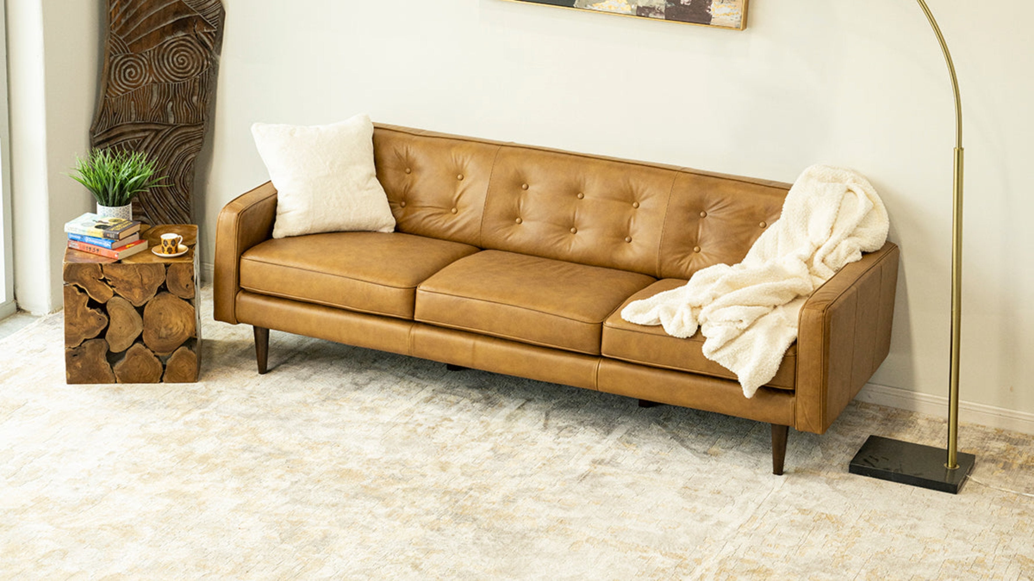 Ashcroft - Braxton Tan Leather Sofa