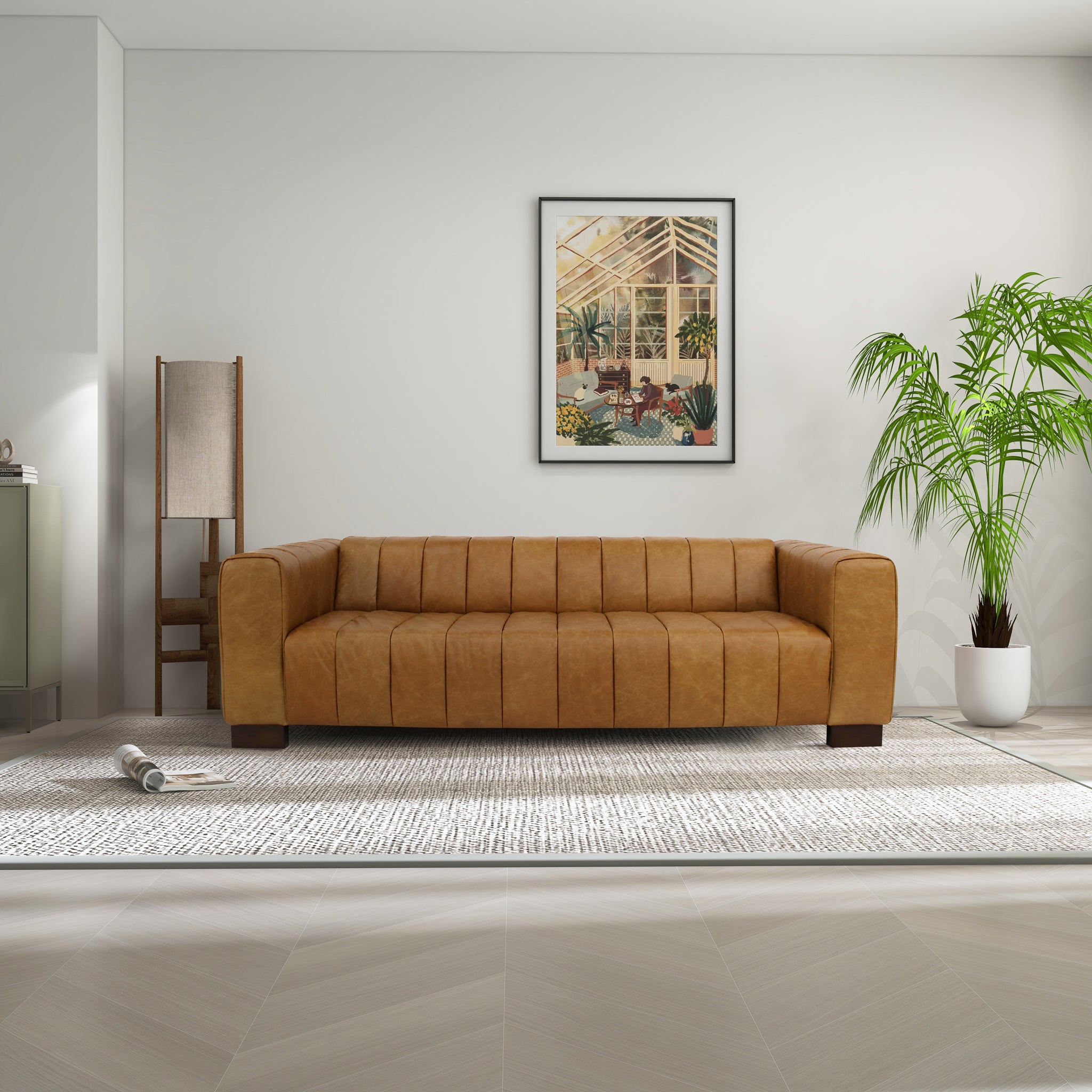 Ashcroft - Dixon Waxy Tan Leather Sofa