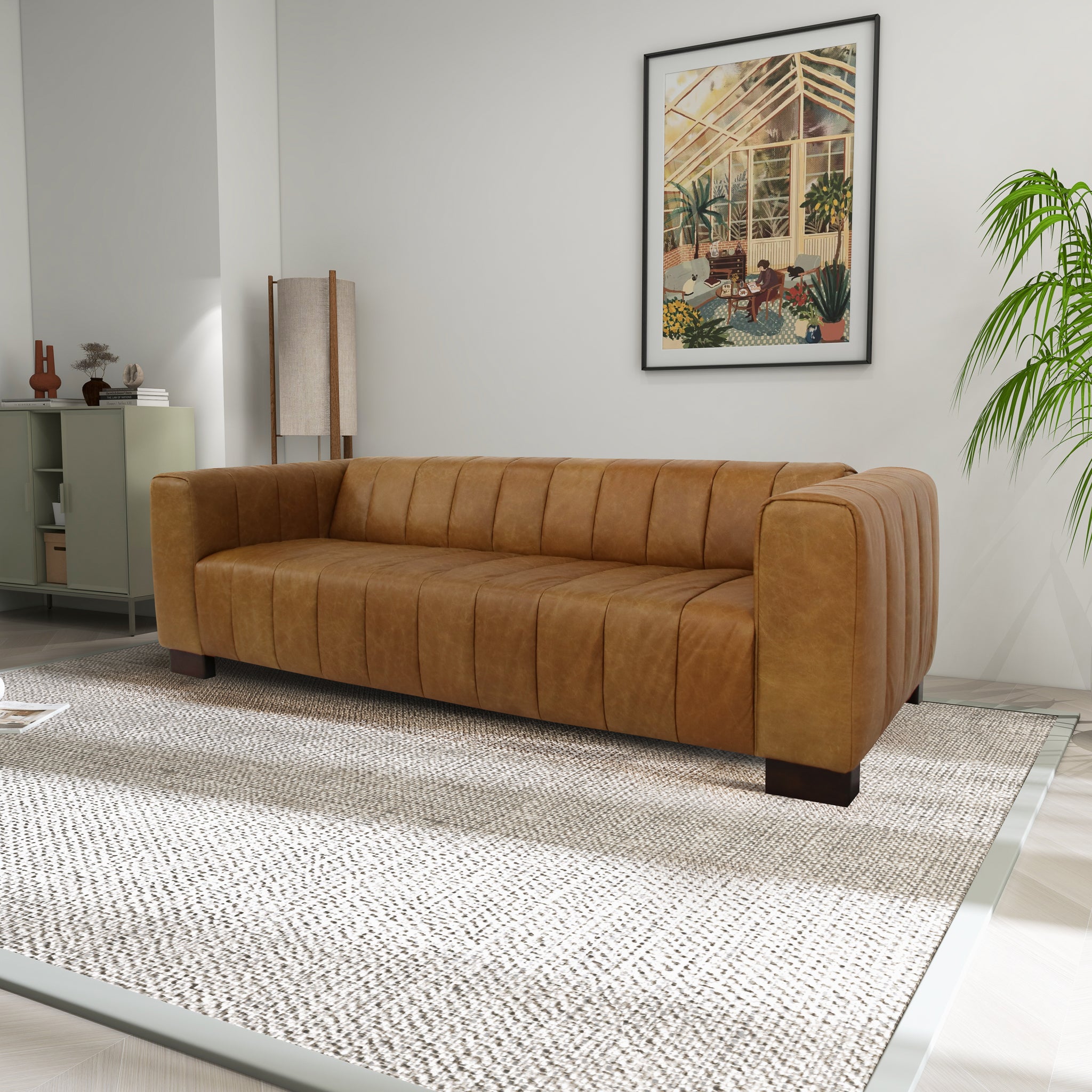 Ashcroft - Dixon Waxy Tan Leather Sofa