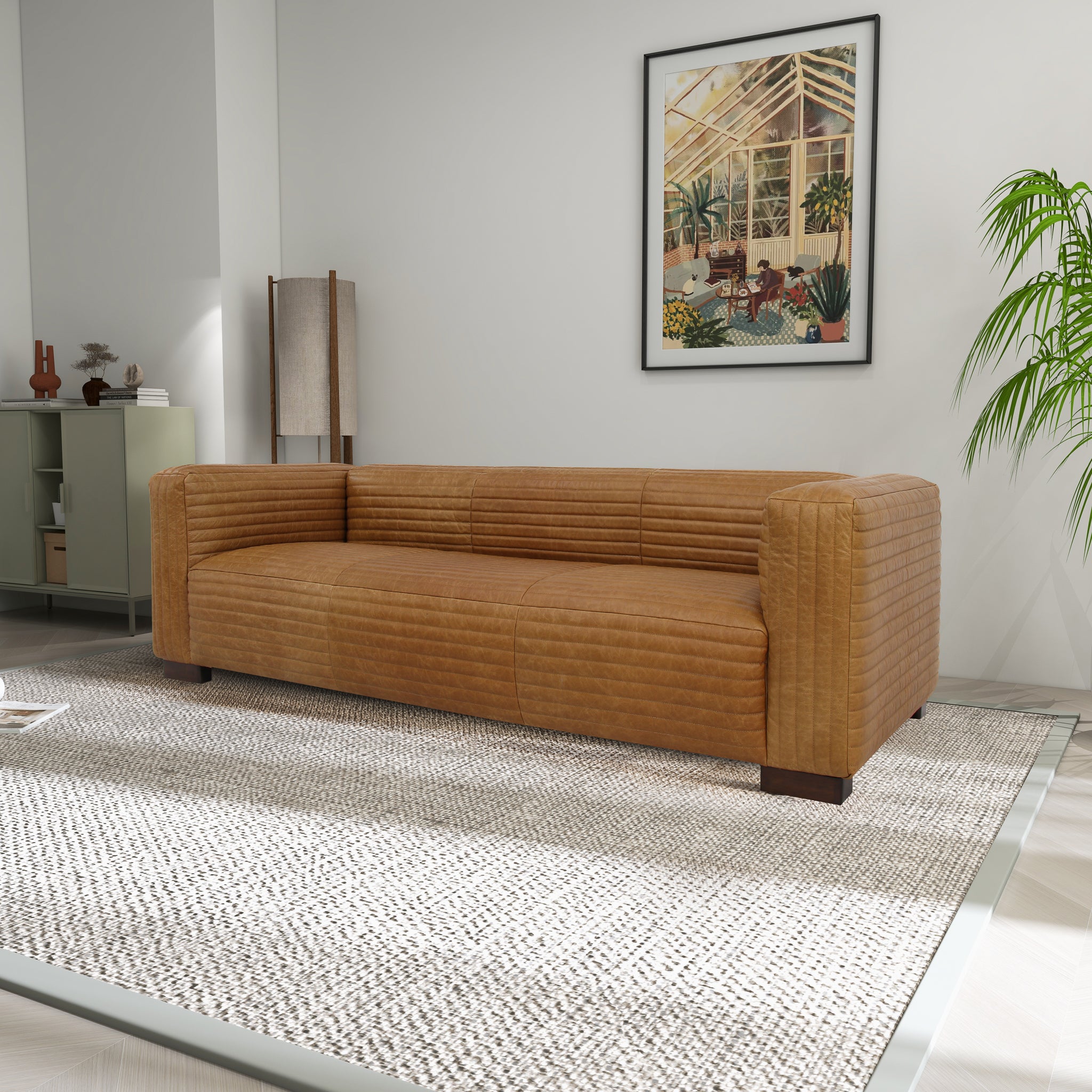 Ashcroft - Foster Waxy Tan Leather Sofa
