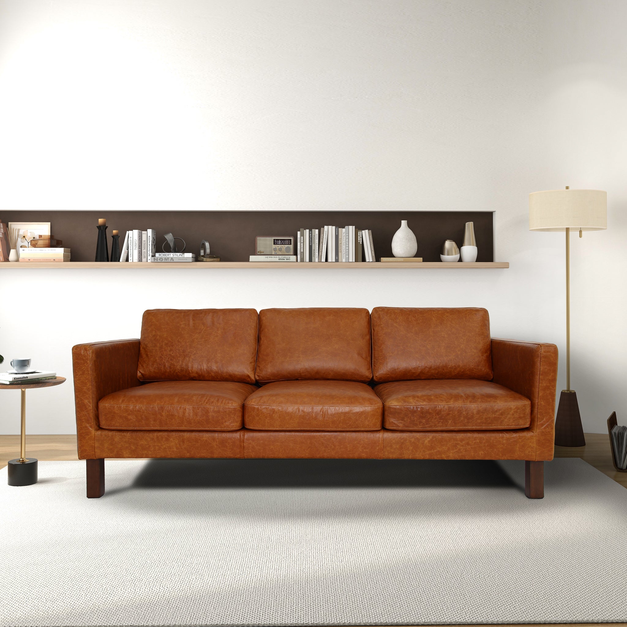 Ashcroft - Memphis Waxy Cognac Leather Sofa