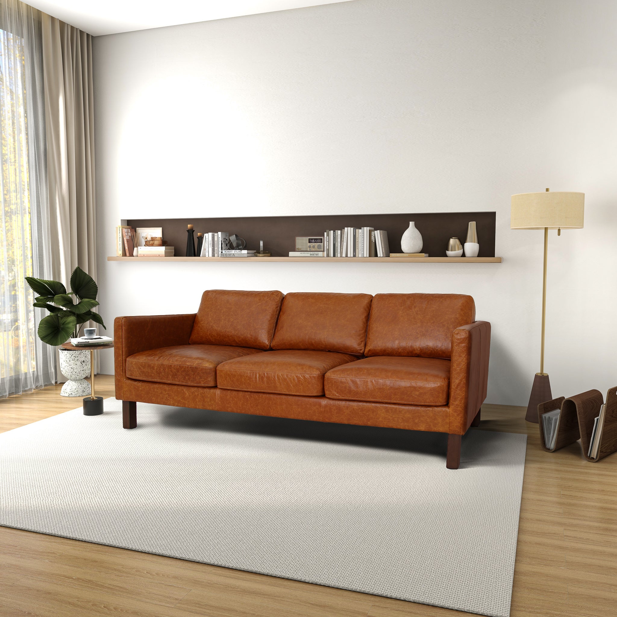 Ashcroft - Memphis Waxy Cognac Leather Sofa