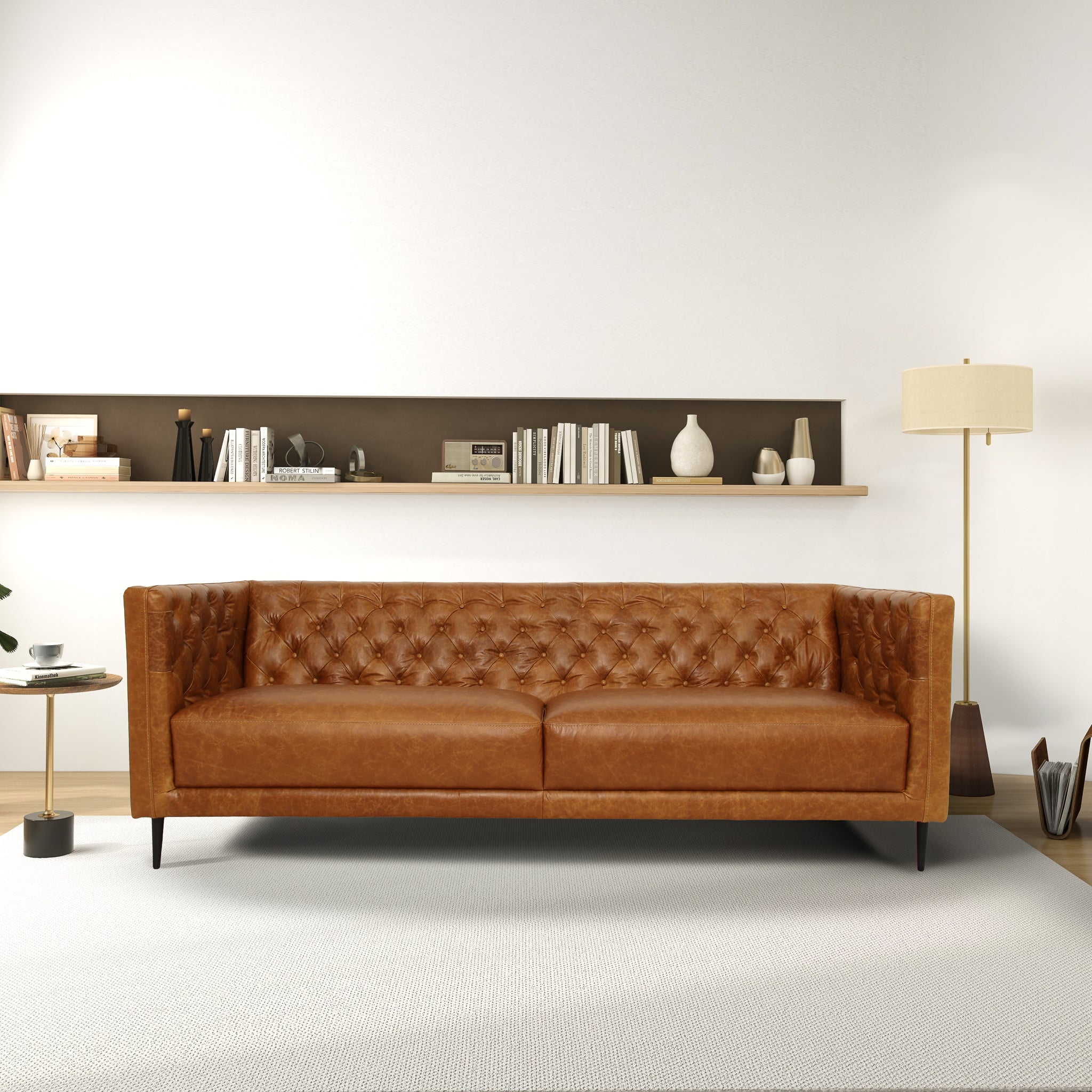 Ashcroft - Vermont Waxy Cognac Leather Sofa