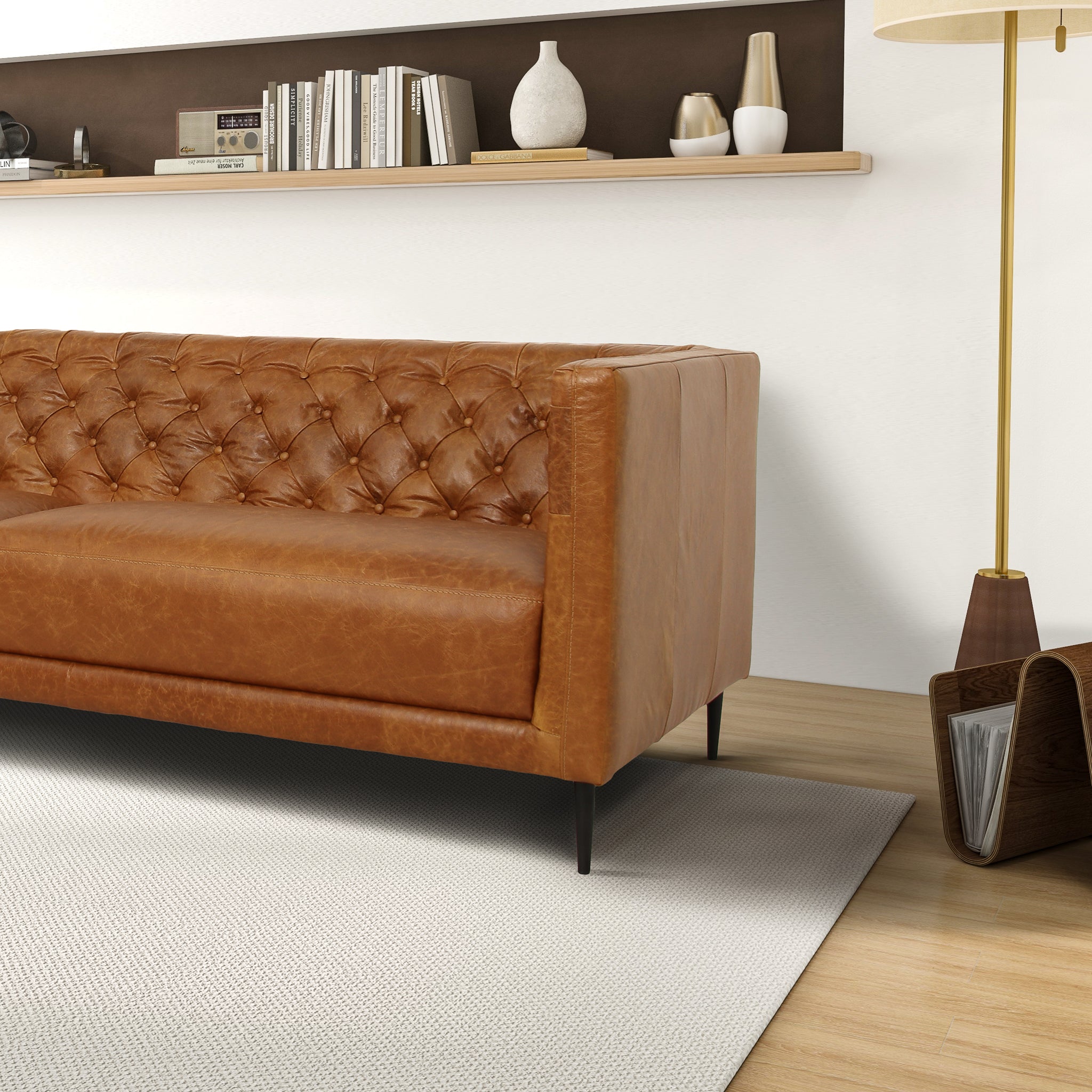Ashcroft - Vermont Waxy Cognac Leather Sofa