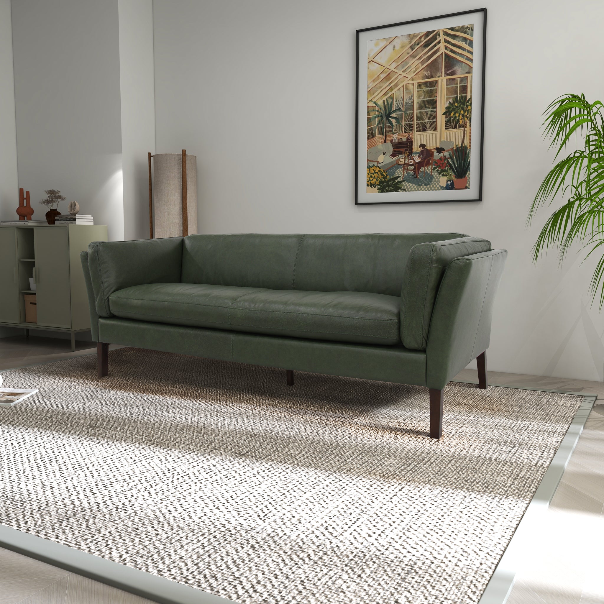Ashcroft - York Green Leather Sofa