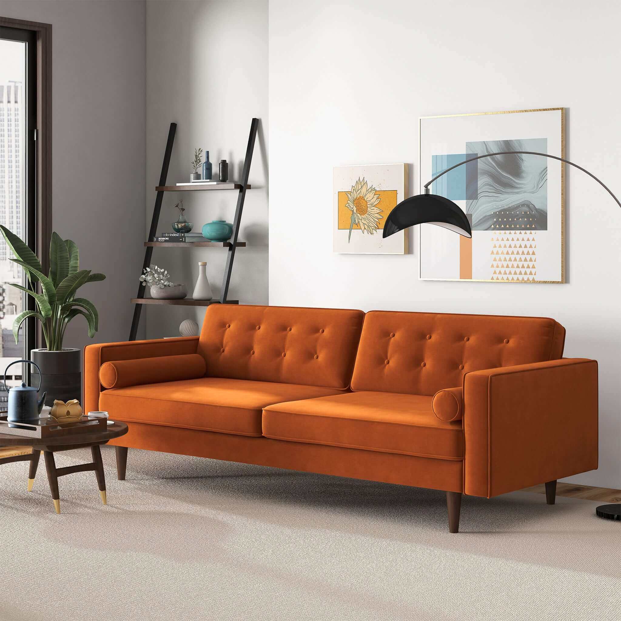 Casey Mid Century Modern Velvet Sofa