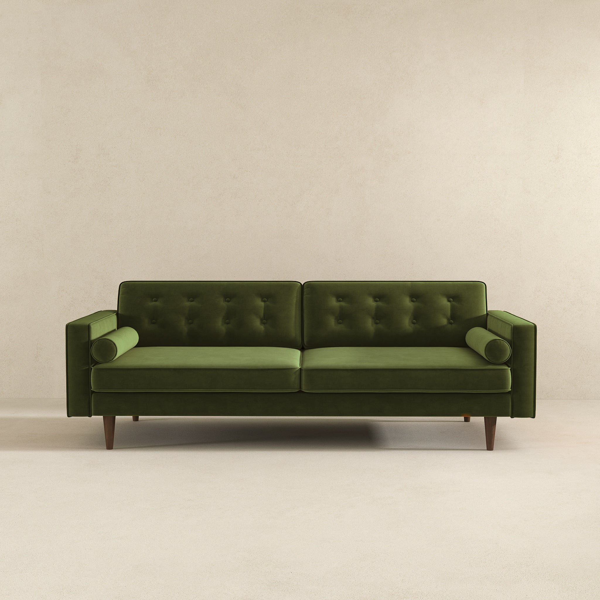 Casey Mid Century Modern Velvet Sofa - Olive Green