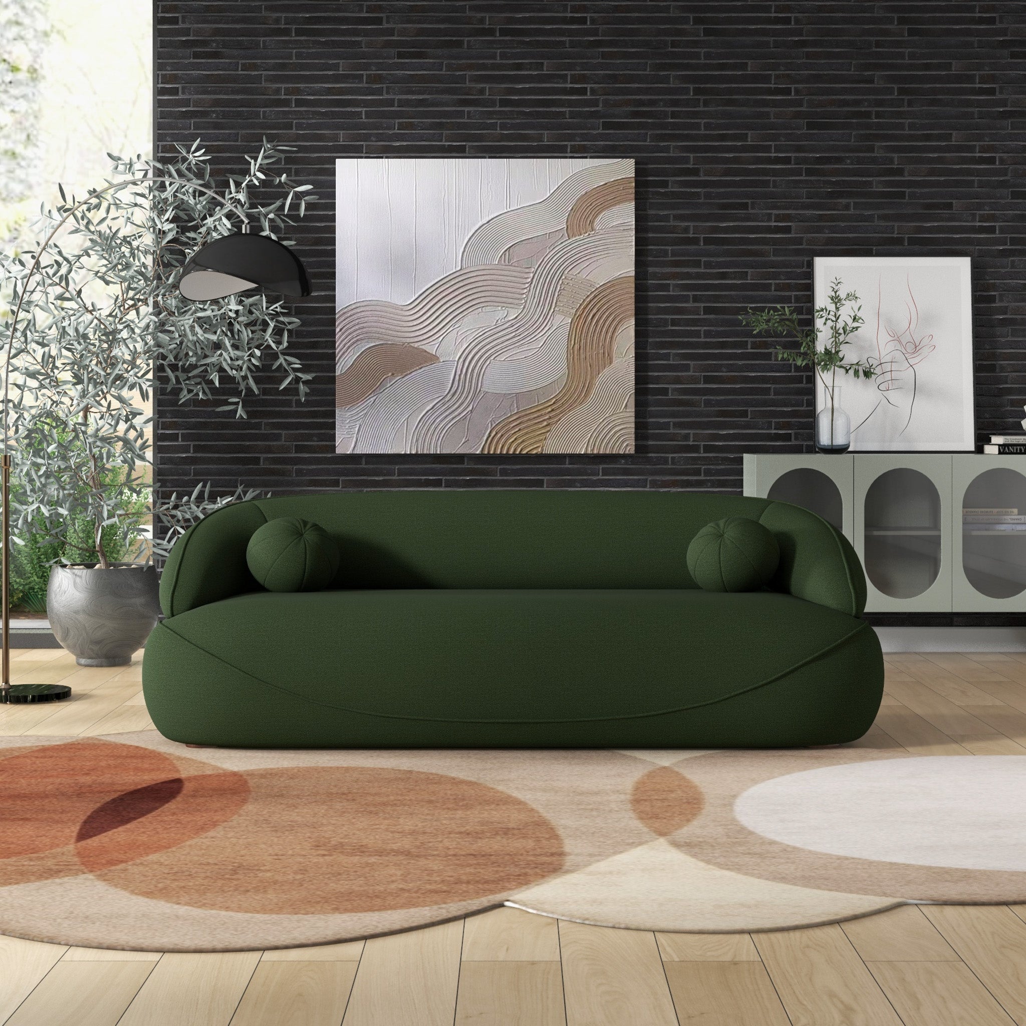 Ashcroft Andrew Boucle Sofa - Dark Green