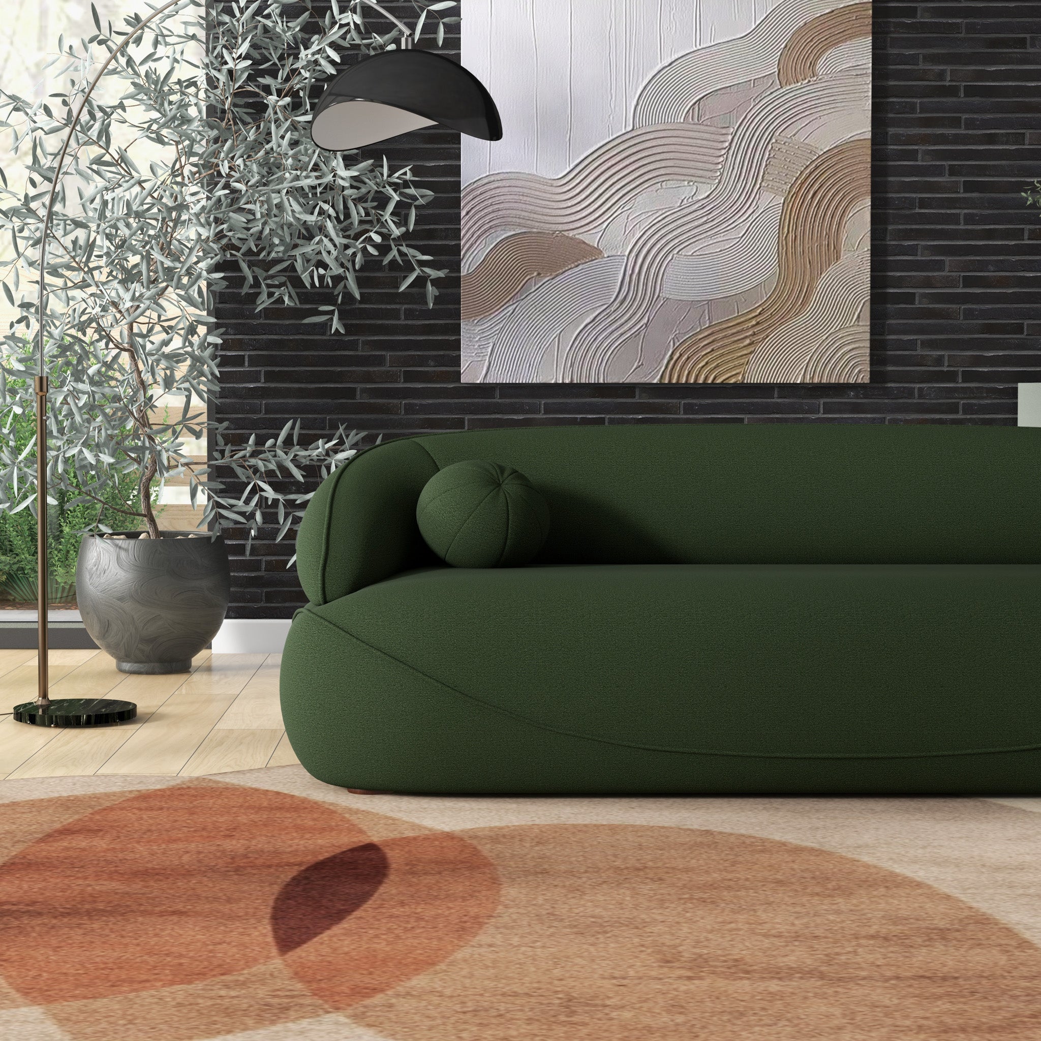 Ashcroft Andrew Boucle Sofa - Dark Green