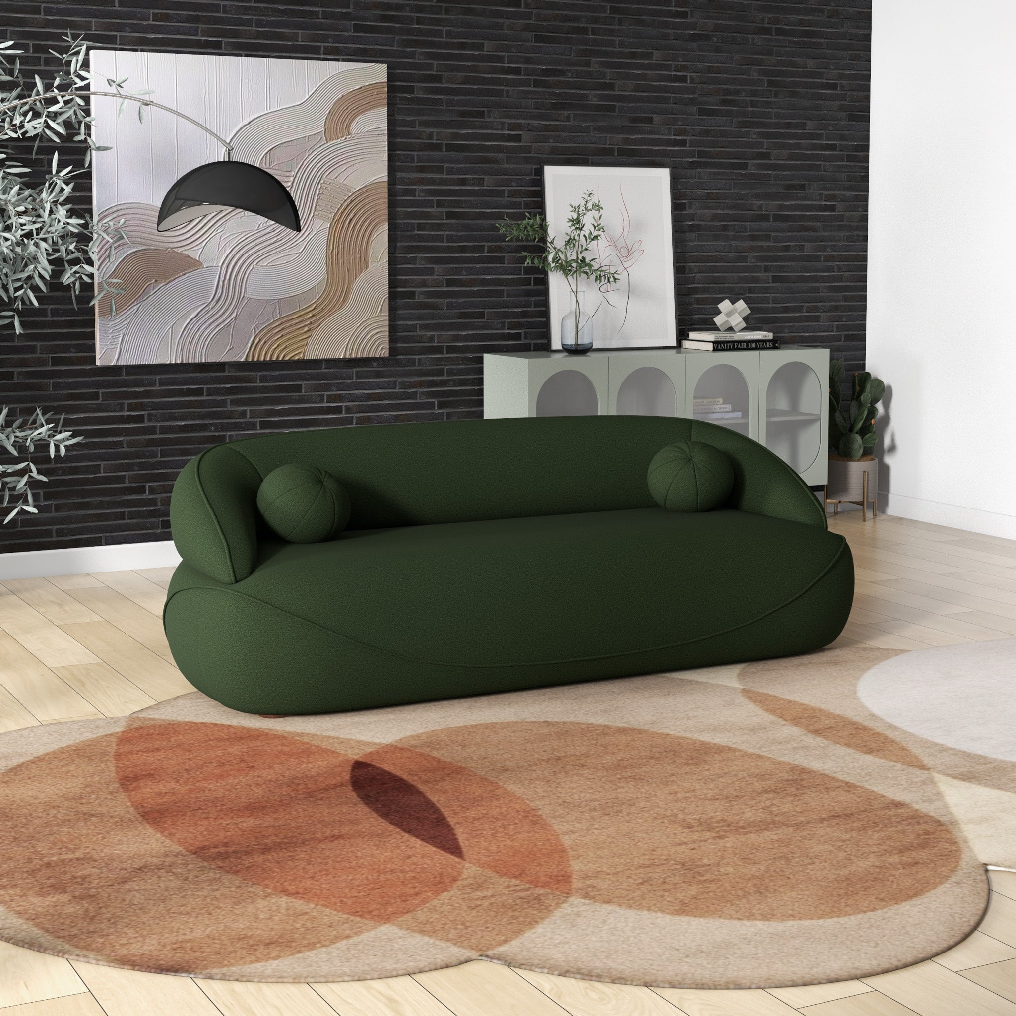 Ashcroft Andrew Boucle Sofa - Dark Green