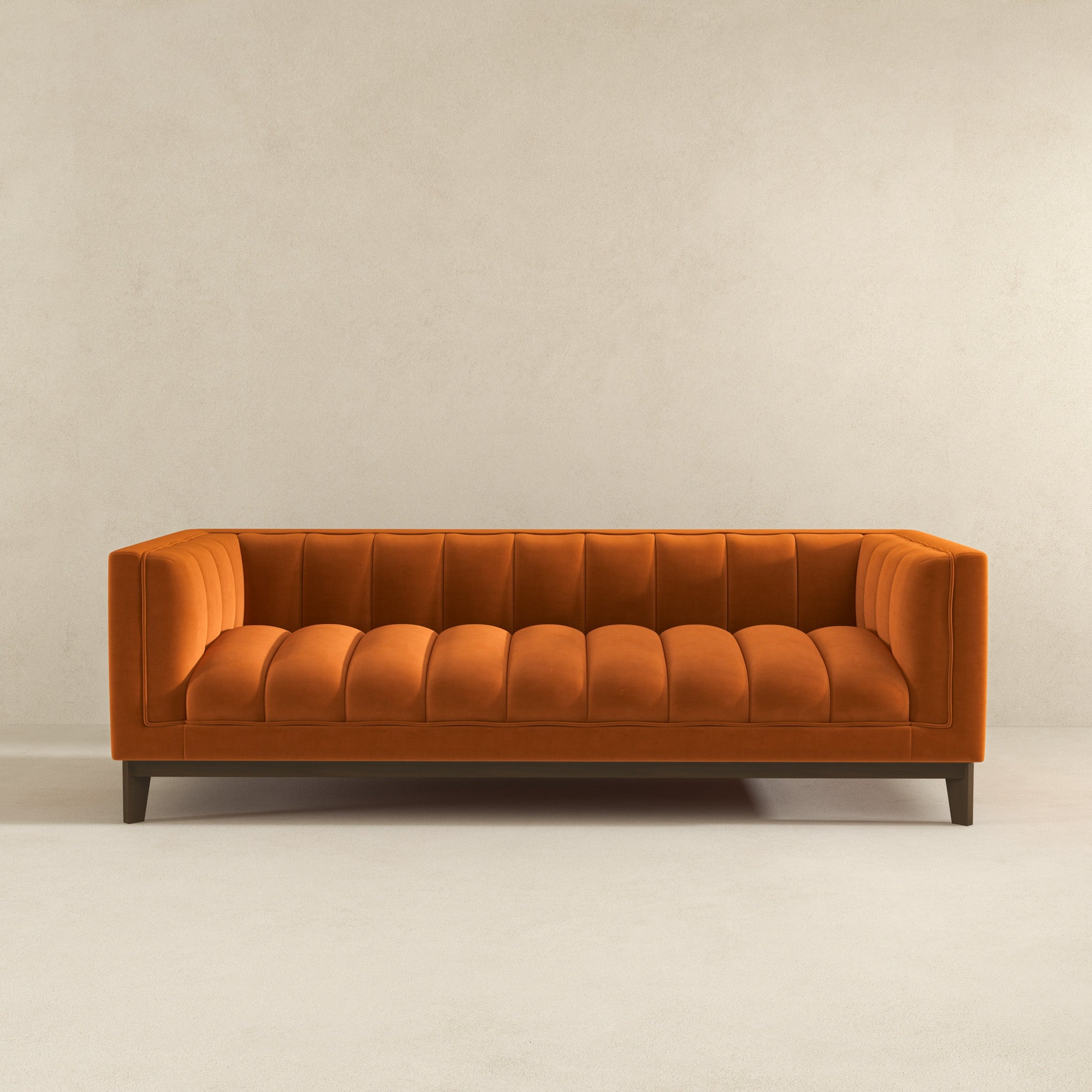 Ashcroft Melissa Mid-Century Modern Sofa - Orange Velvet