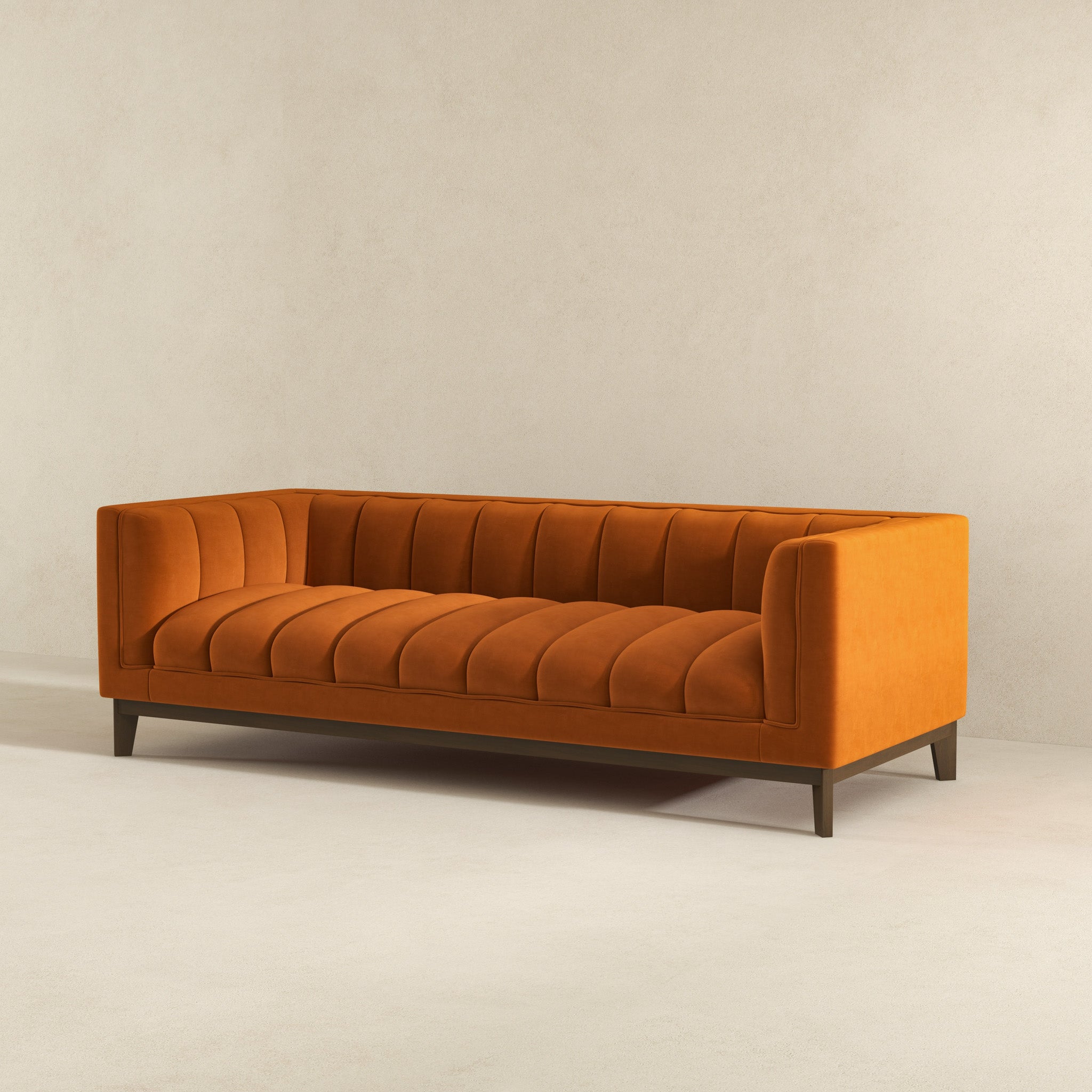 Ashcroft Melissa Mid-Century Modern Sofa - Orange Velvet