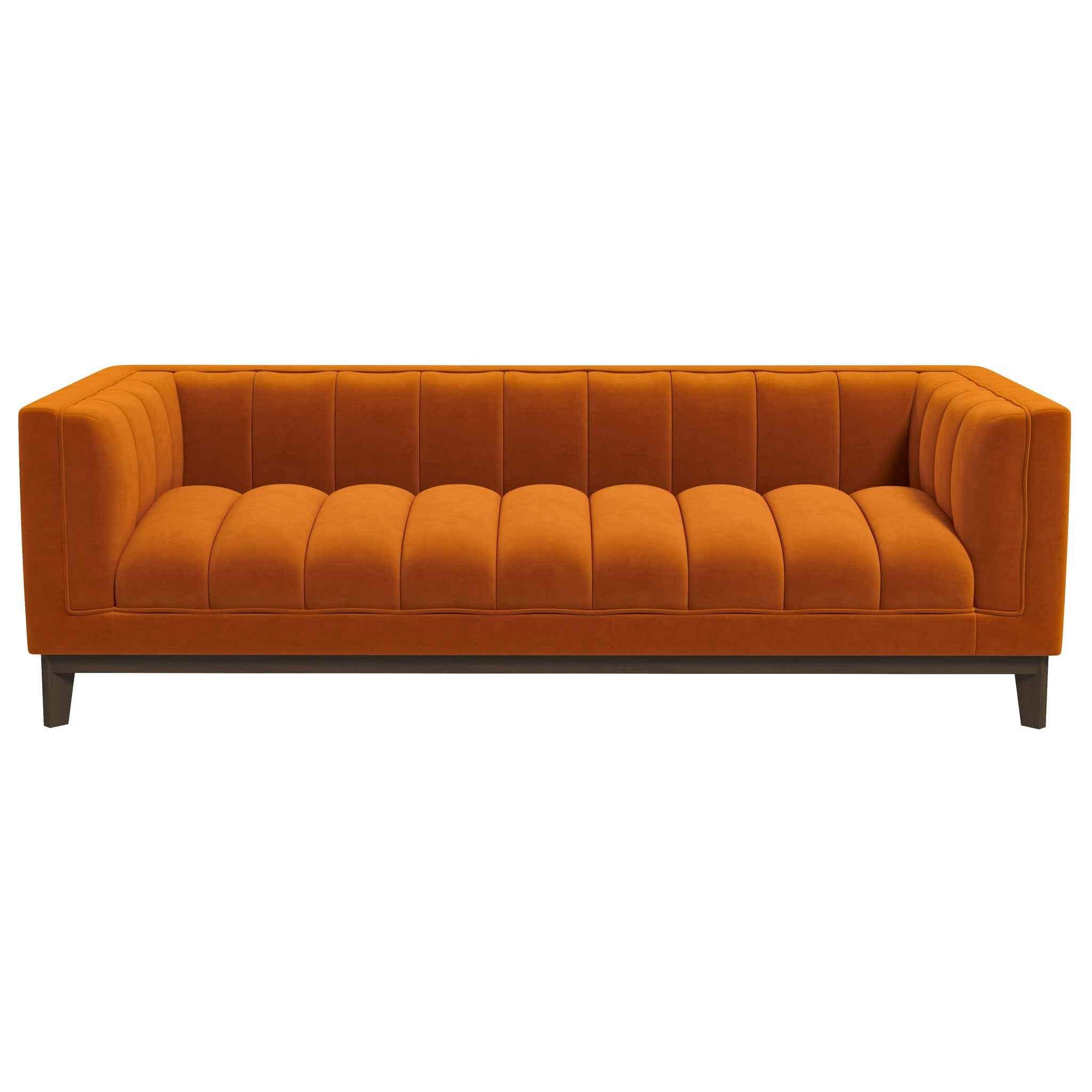 Ashcroft Melissa Mid-Century Modern Sofa - Orange Velvet