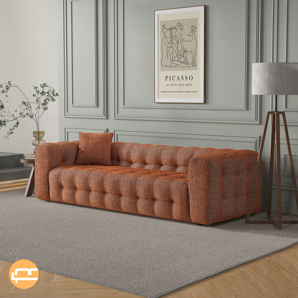 Ashcroft - Eden Modern Tufted Chesterfield Boucle Fabric Sofa