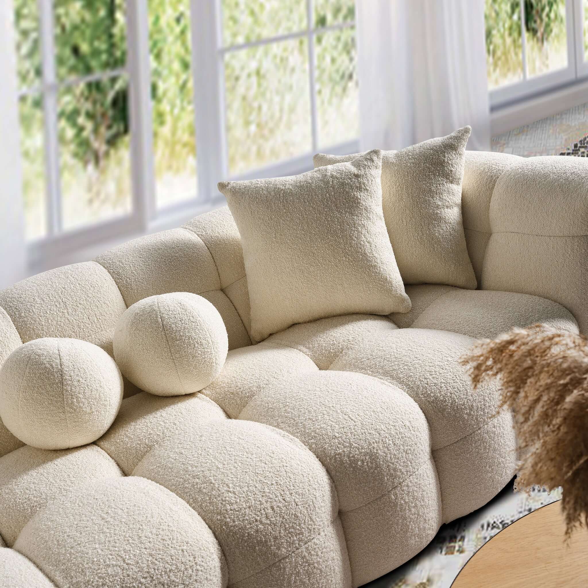 Ashcroft - Alana Tufted Boucle Sofa in Ivory