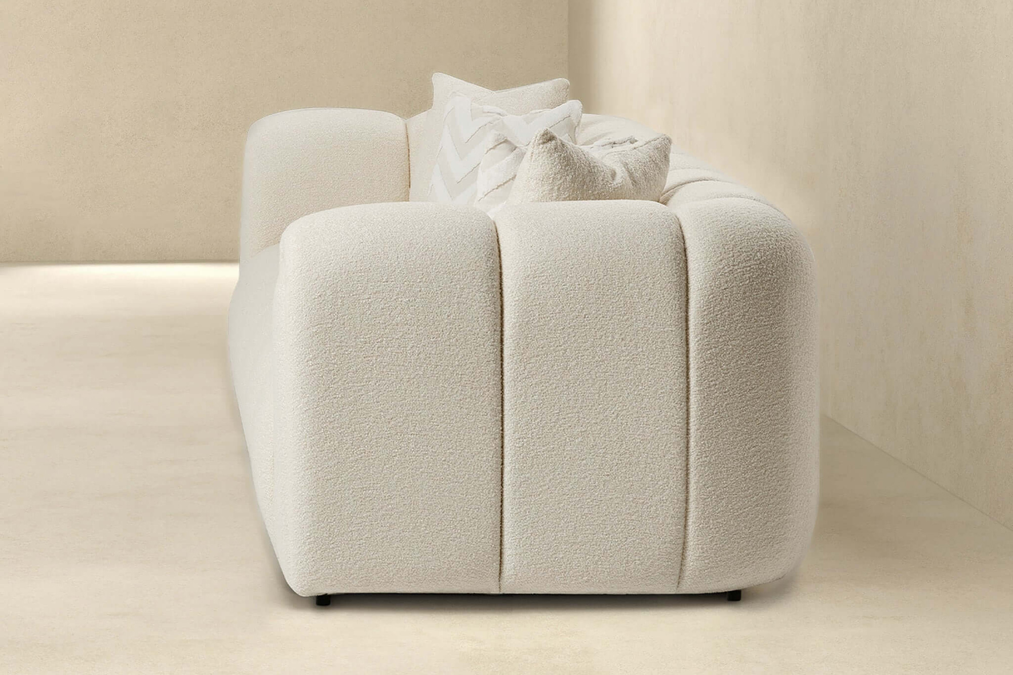 Ashcroft - Beatrice Modern Tufted Boucle Sofa in Ivory