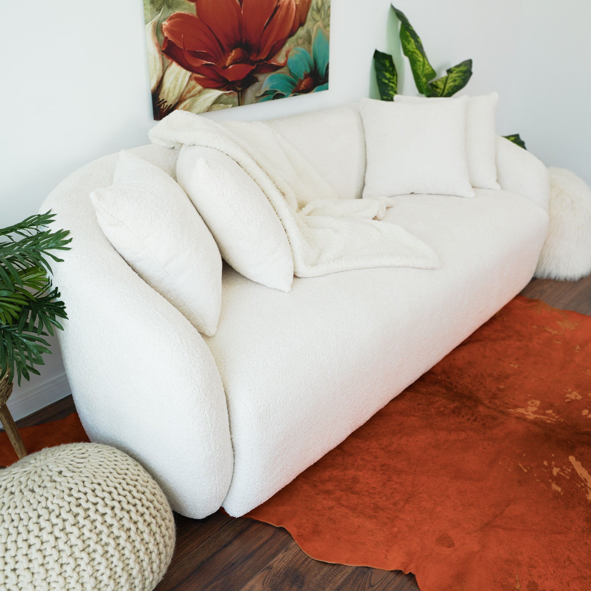 Ashcroft - Linden Ivory Boucle Sofa