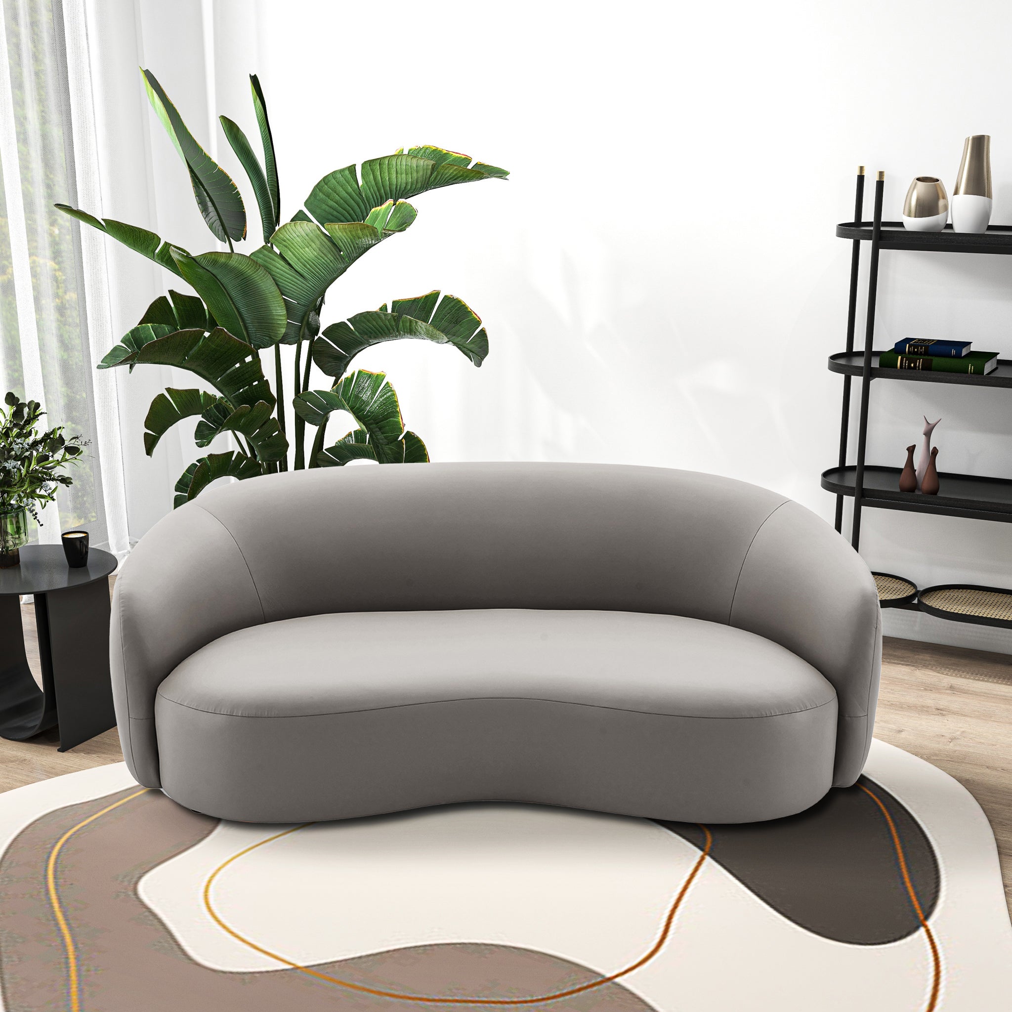 Ashcroft Porter PU Leather Sofa - Gray