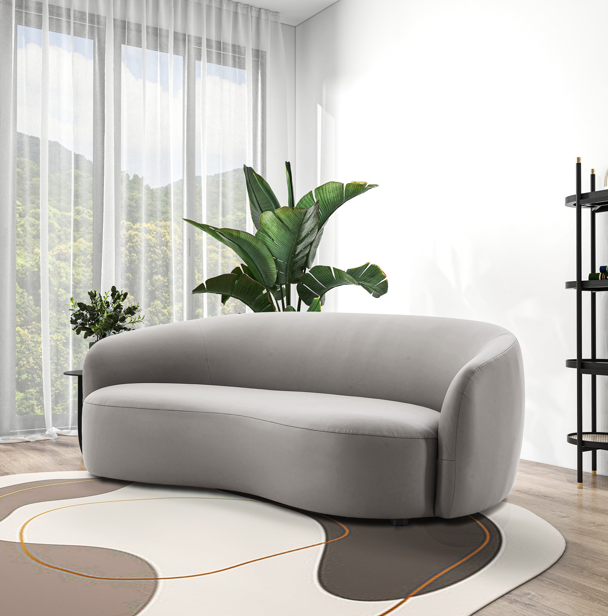 Ashcroft Porter PU Leather Sofa - Gray