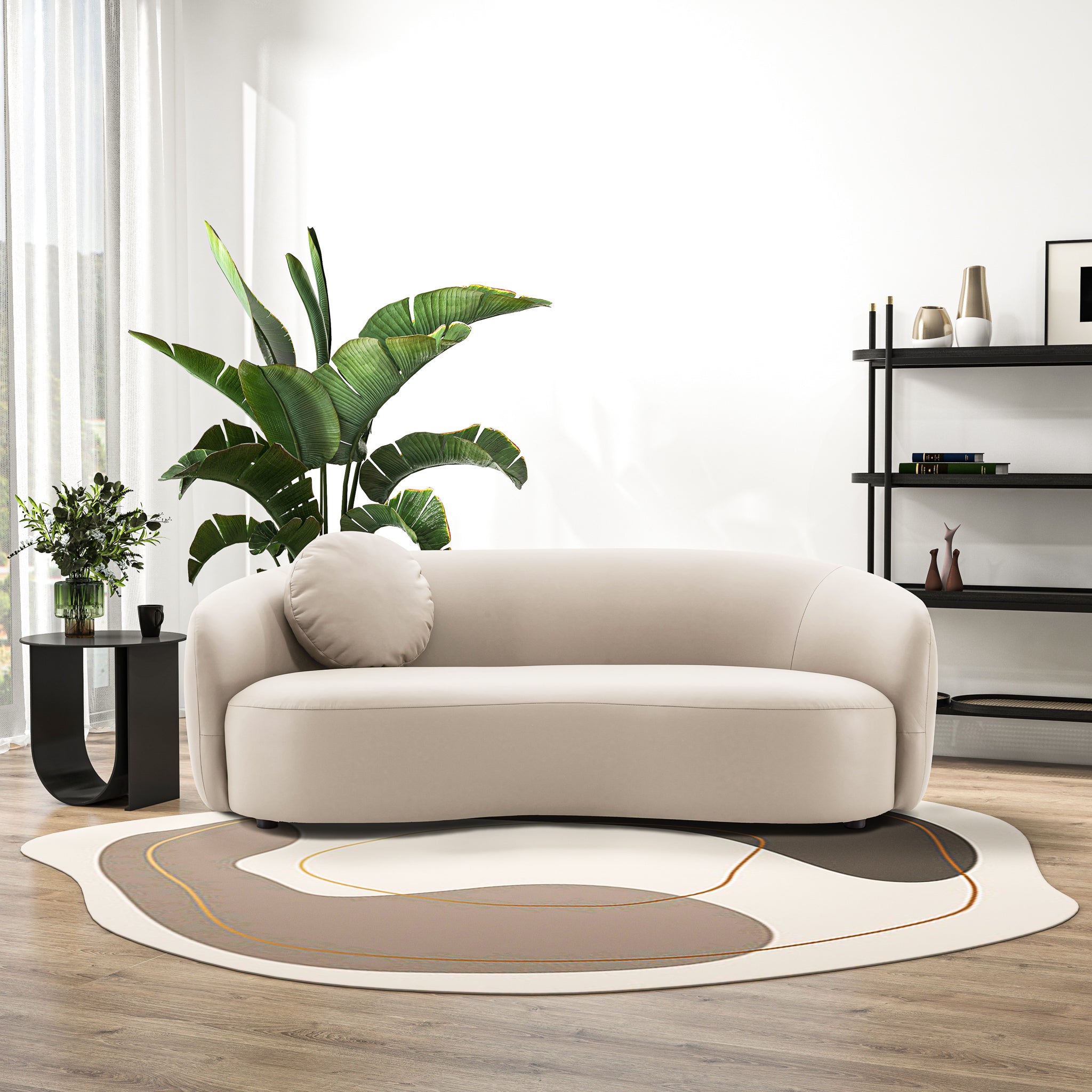 Ashcroft Porter PU Leather Sofa - Beige