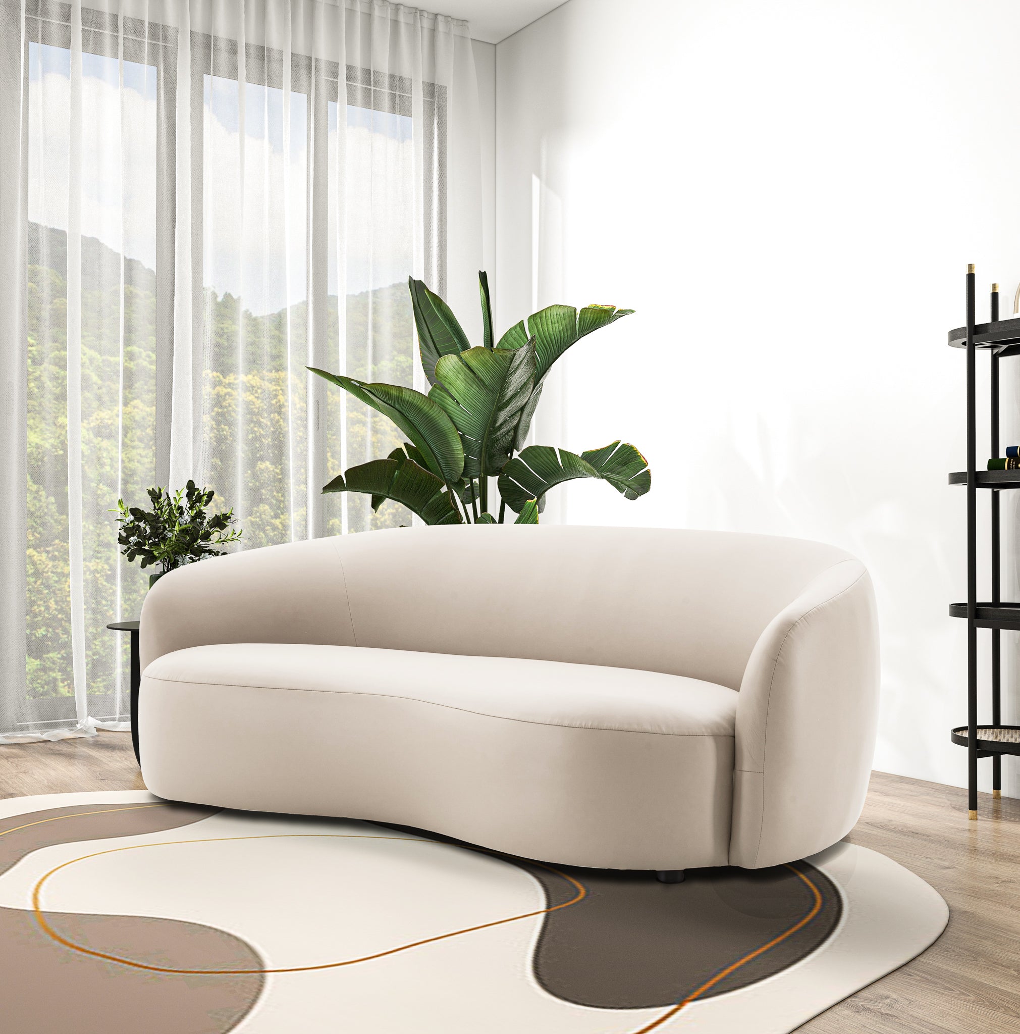 Ashcroft Porter PU Leather Sofa - Beige