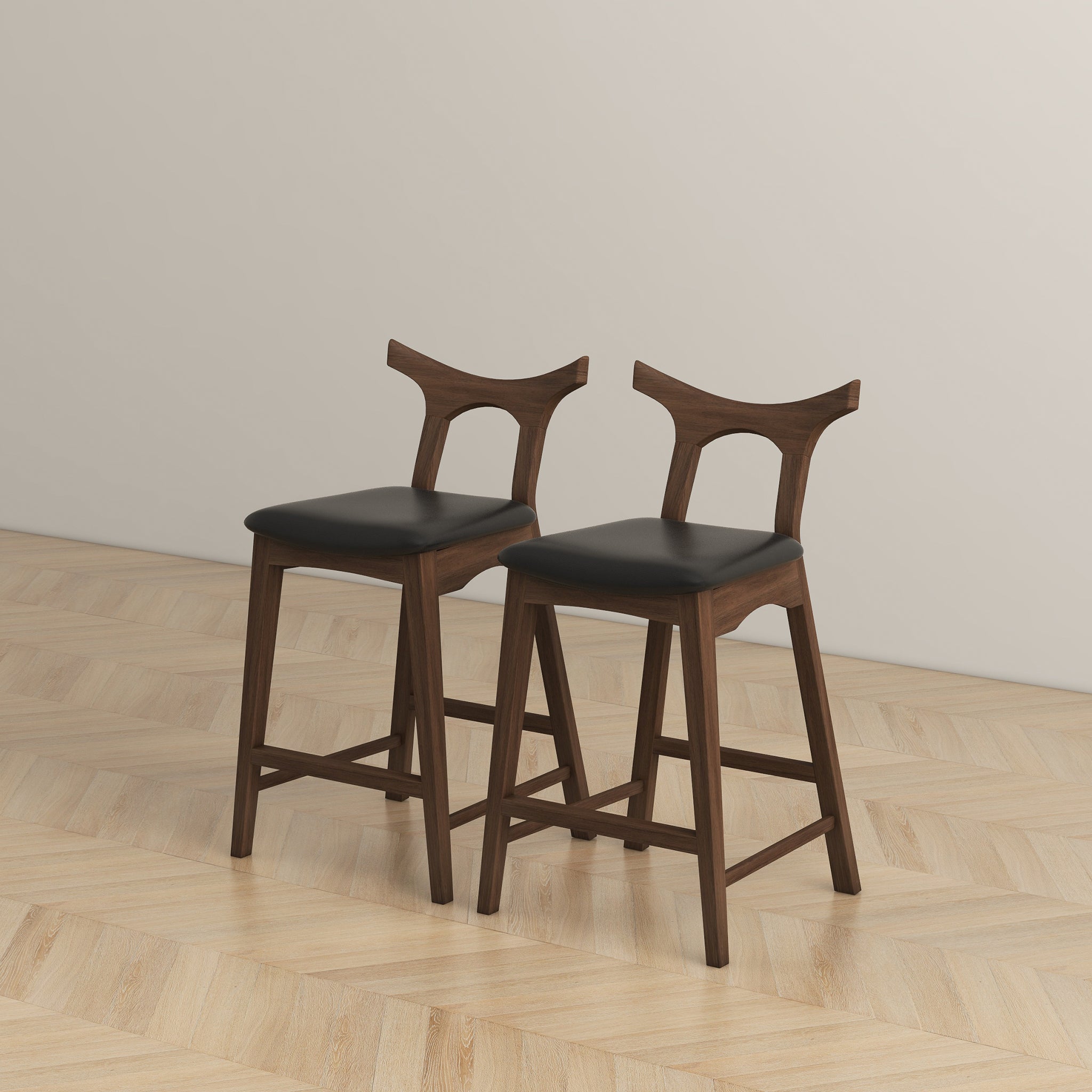 Ashcroft Hester Solid Wood Upholstered Square Bar Chair (Set Of 2) - Black