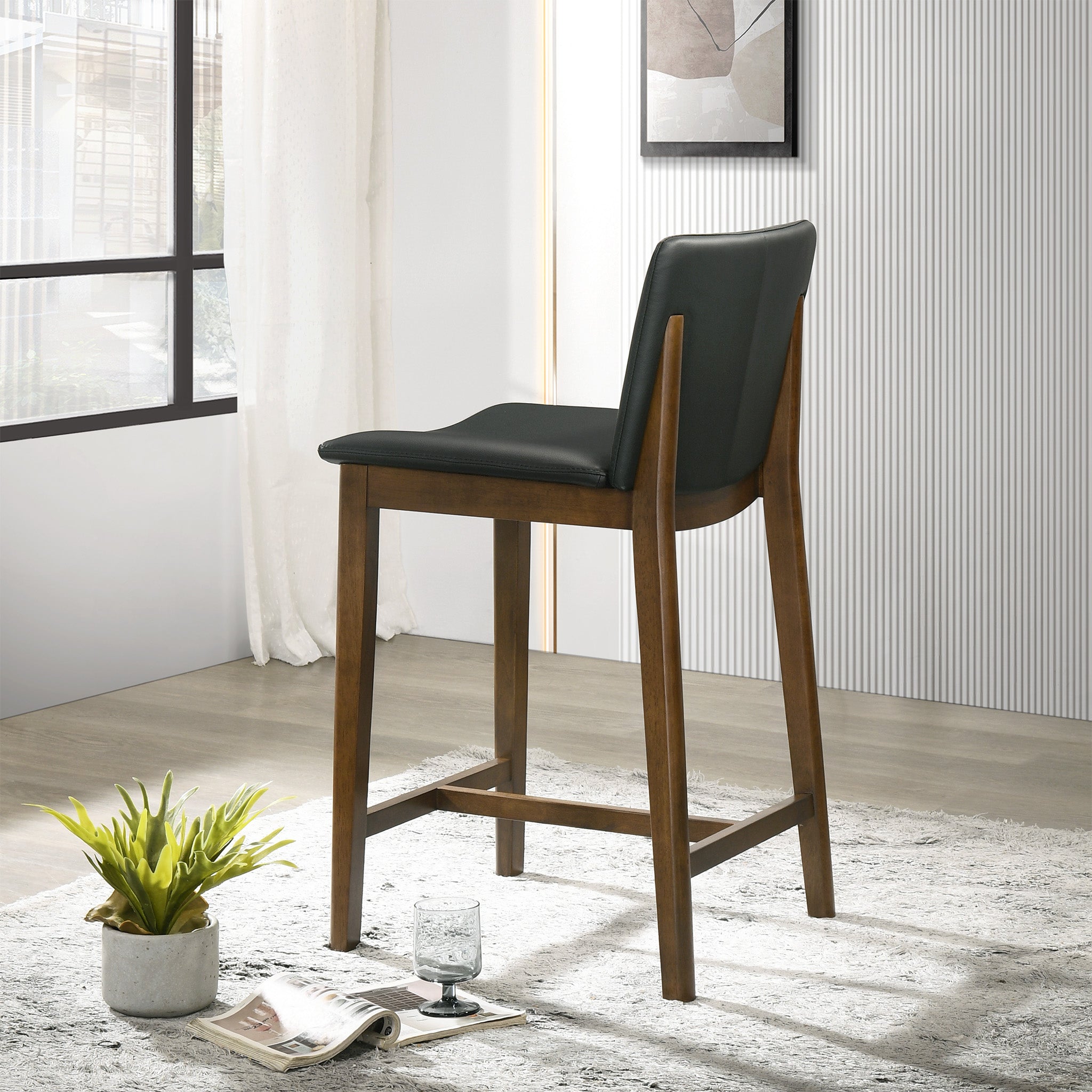 Ashcroft Shannon Counter Chair - Black Vegan Leather