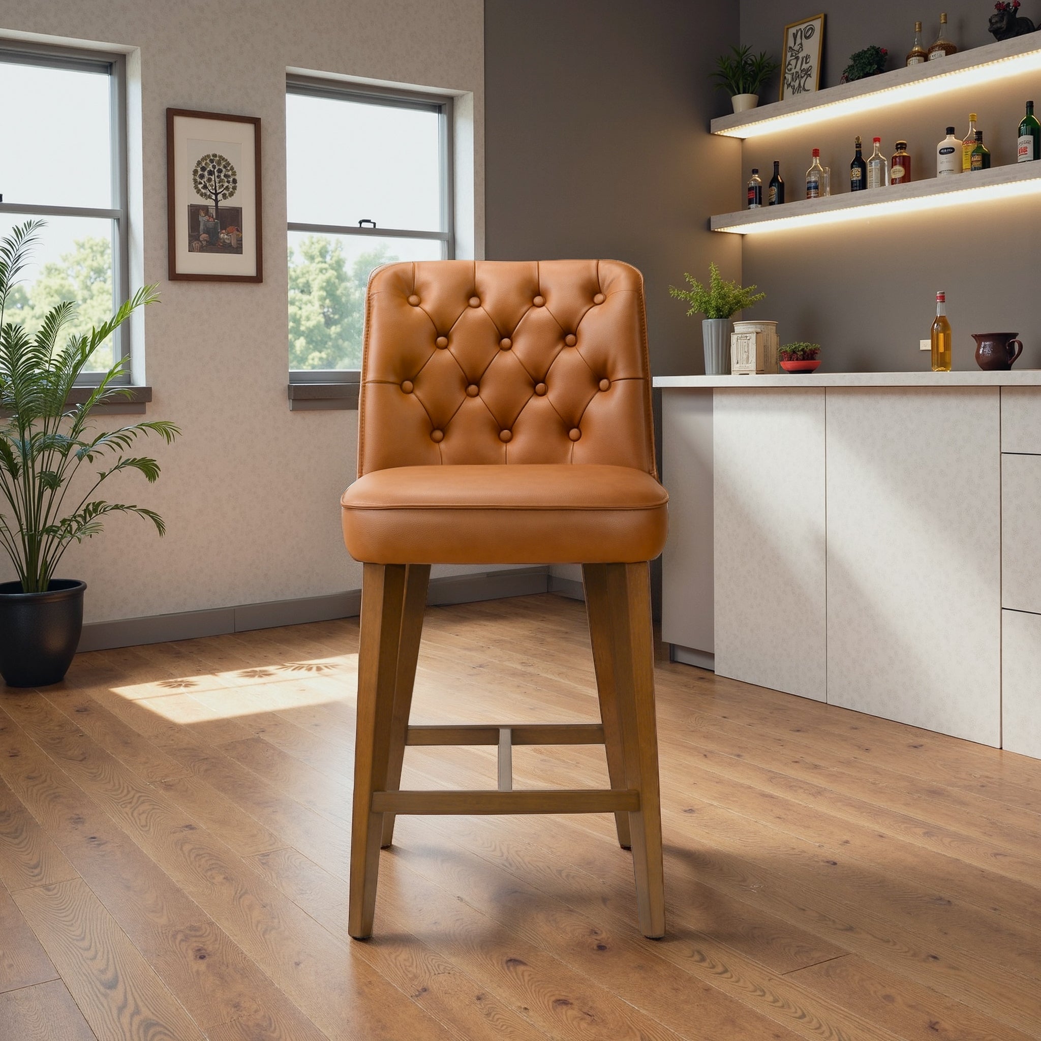 Ashcroft - Peoria Elegant Mid-Century Modern Counter Stool for Kitchen Island
