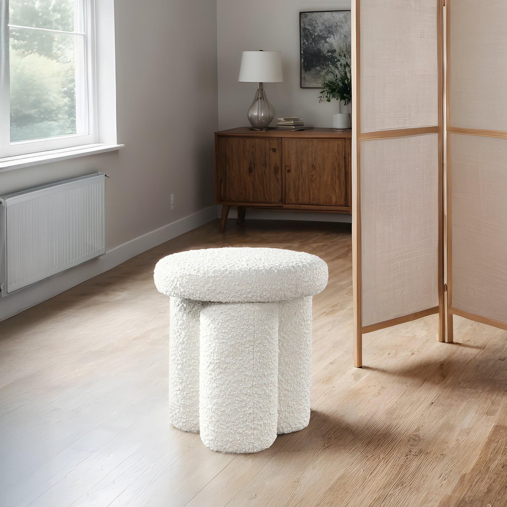 Ashcroft - Wesley Ivory Boucle Stool