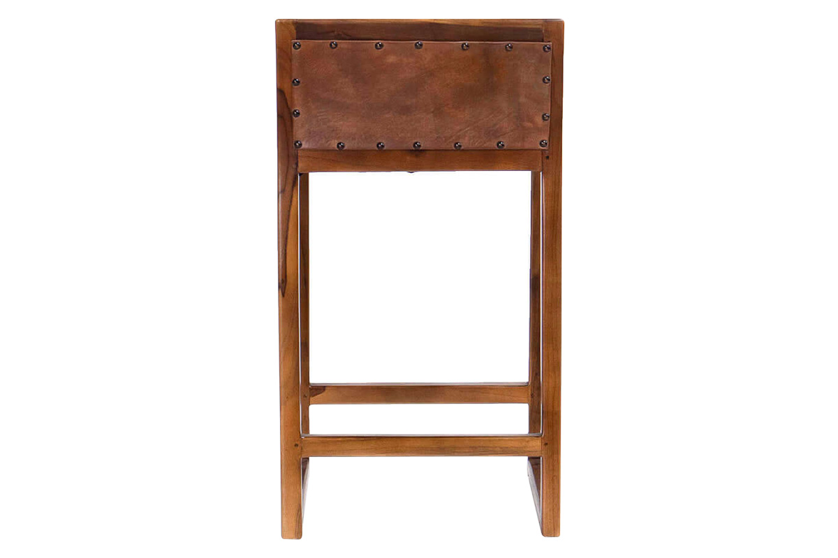 Ashcroft - Gavin 25" Solid Wood Genuine Leather Counter Stool in Tan