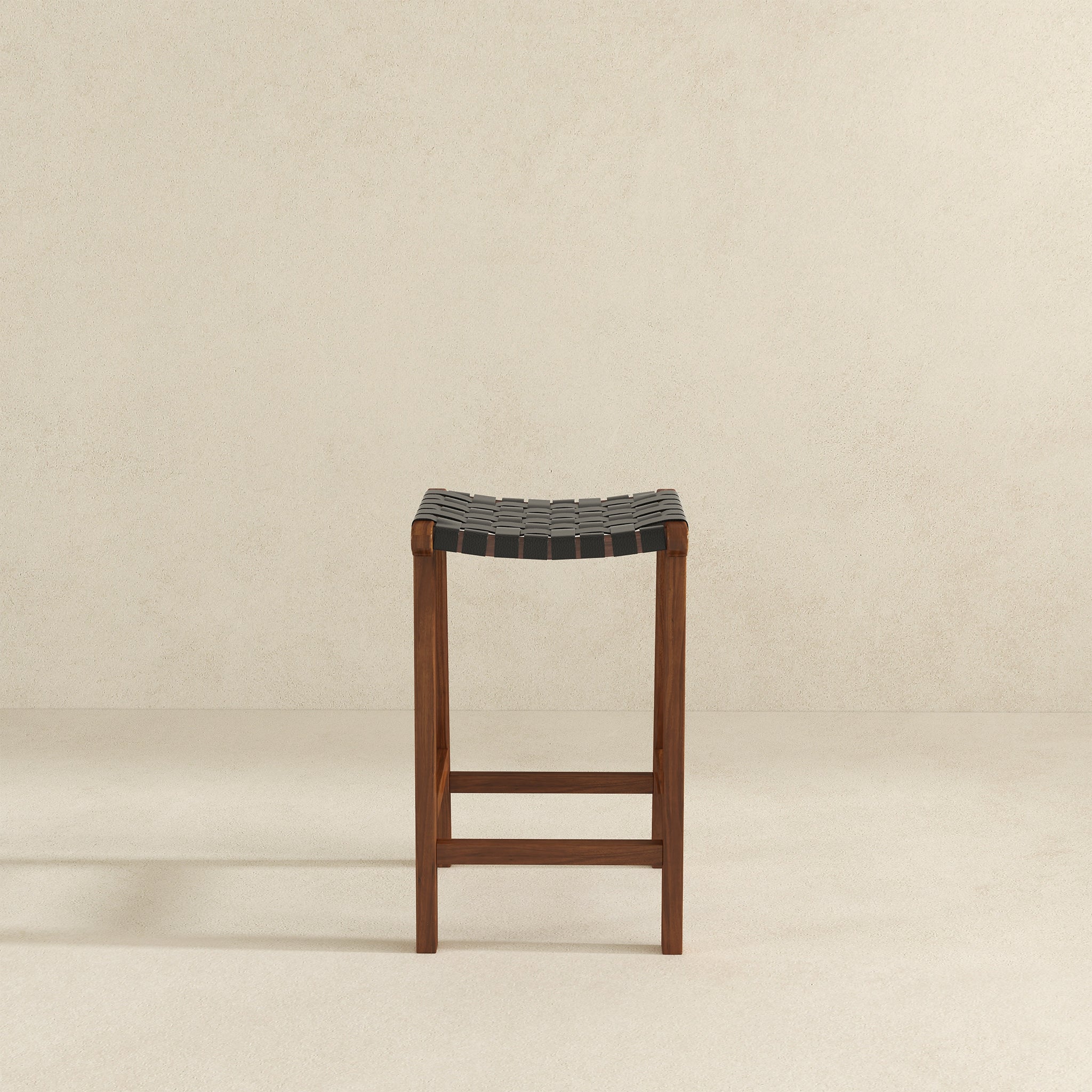 Ashcroft - James Mid-Century Modern Genuine Black Leather 29" Bar Stool