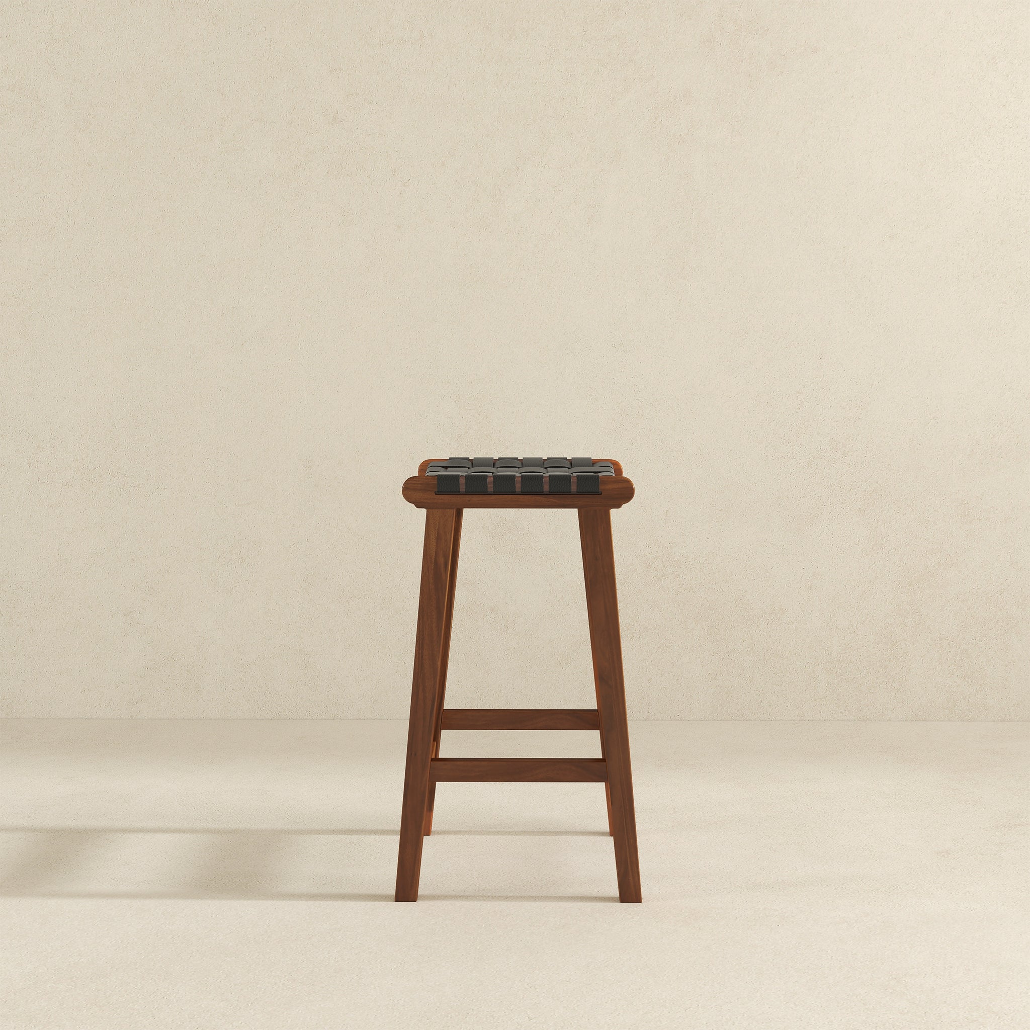 Ashcroft - James Mid-Century Modern Genuine Black Leather 29" Bar Stool