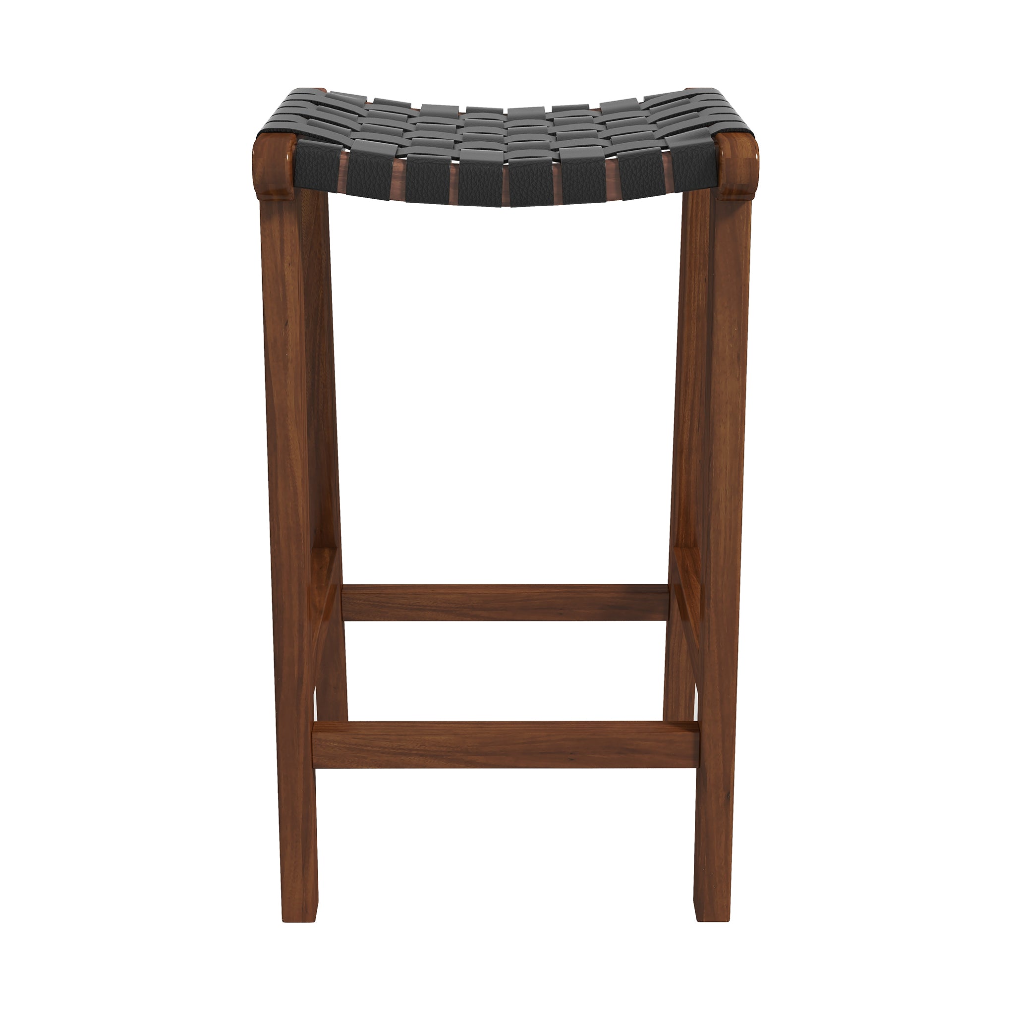 Ashcroft - James Mid-Century Modern Genuine Black Leather 29" Bar Stool