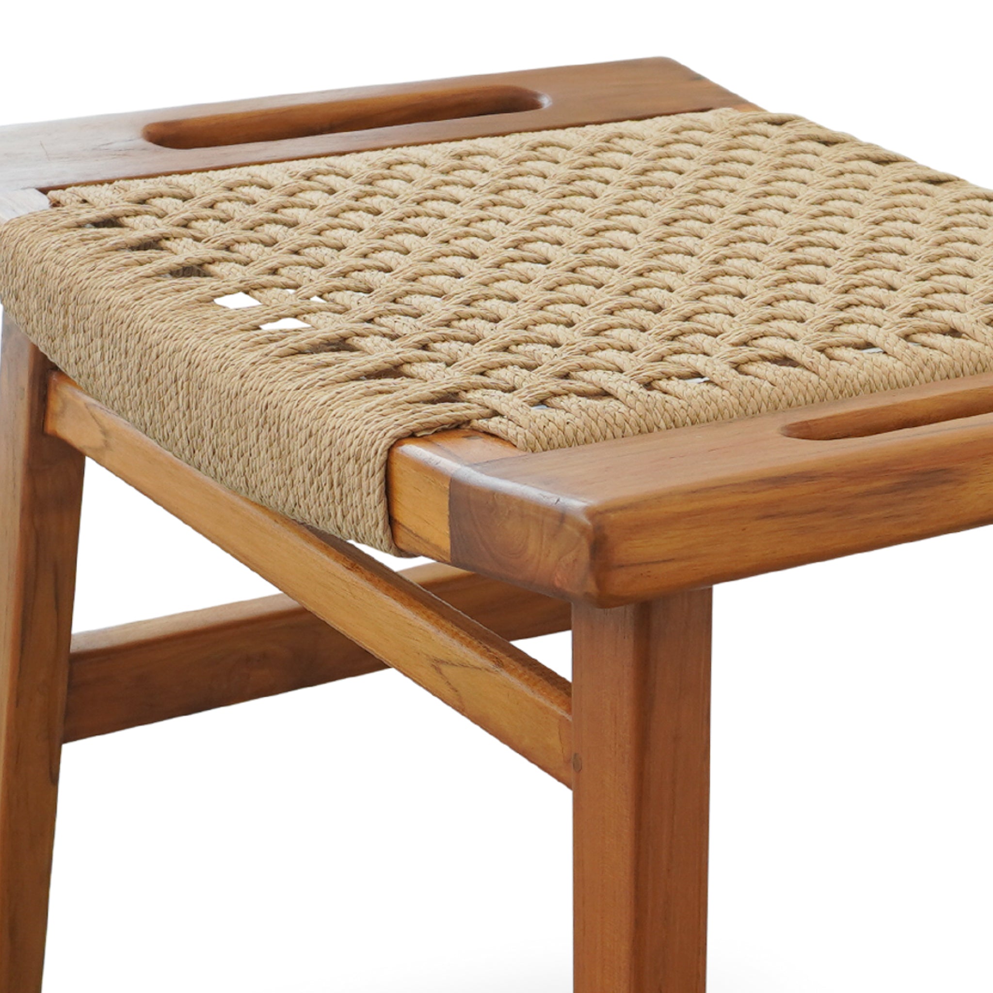 Ashcroft - Grit Rustic Solid Wood Frame Loom Stool