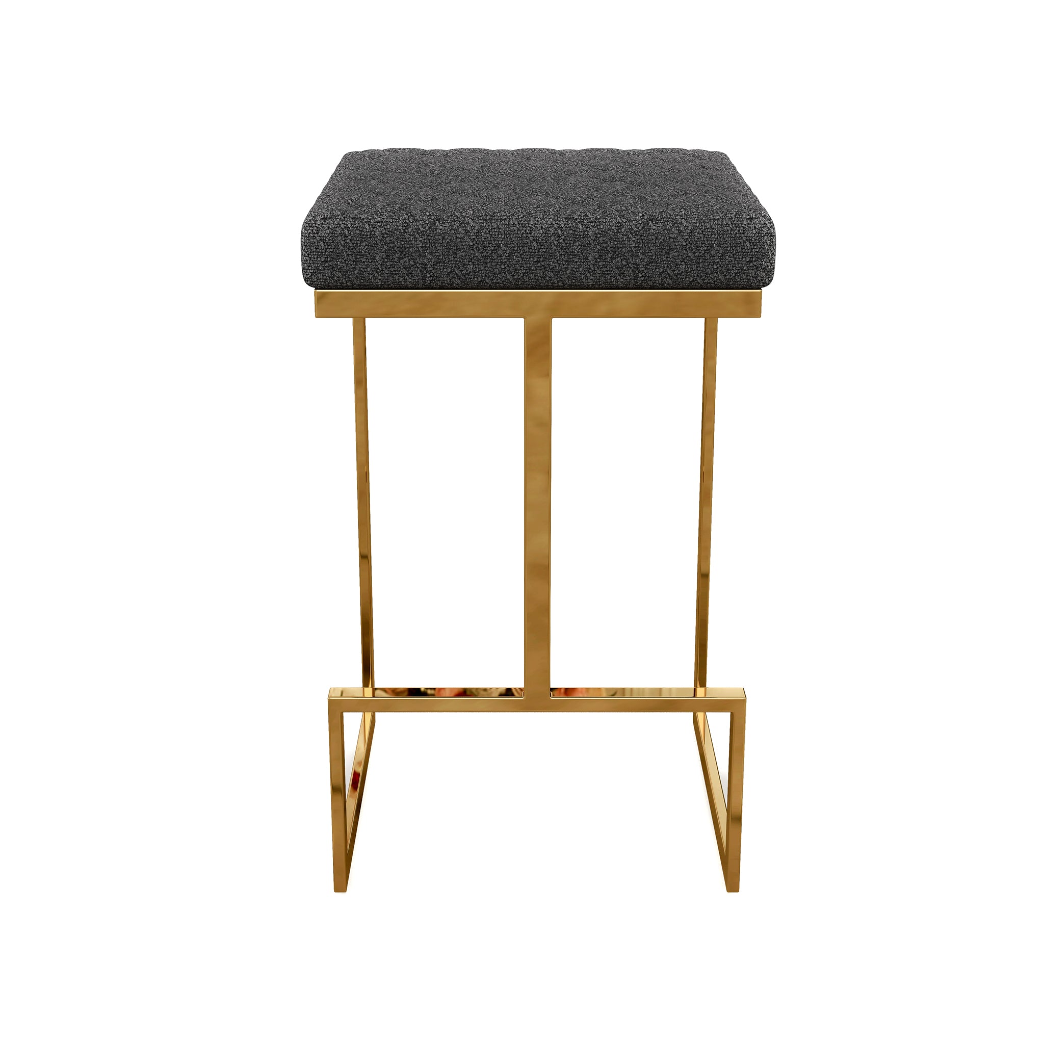 Ashcroft Joel Mid-Century Modern Luxury Upholstered Stool - Gray