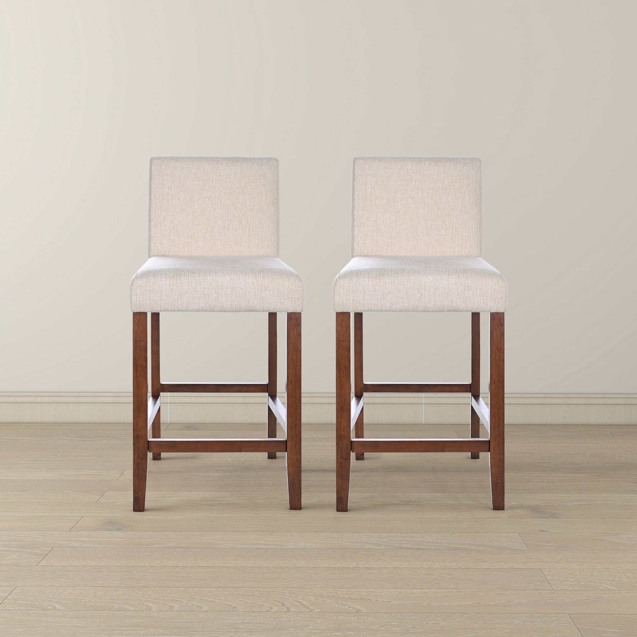 Ashcroft - Dorian Beige Fabric Counter Chair (Set of 2)