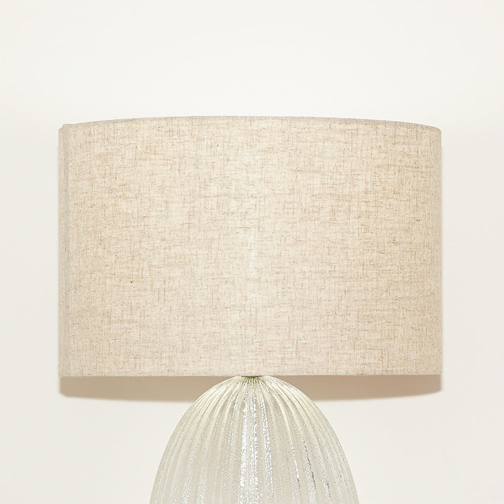 Ashcroft - Aurora Ribbed Glass Lamp Base Clear Table Lamp Large Linen Shade