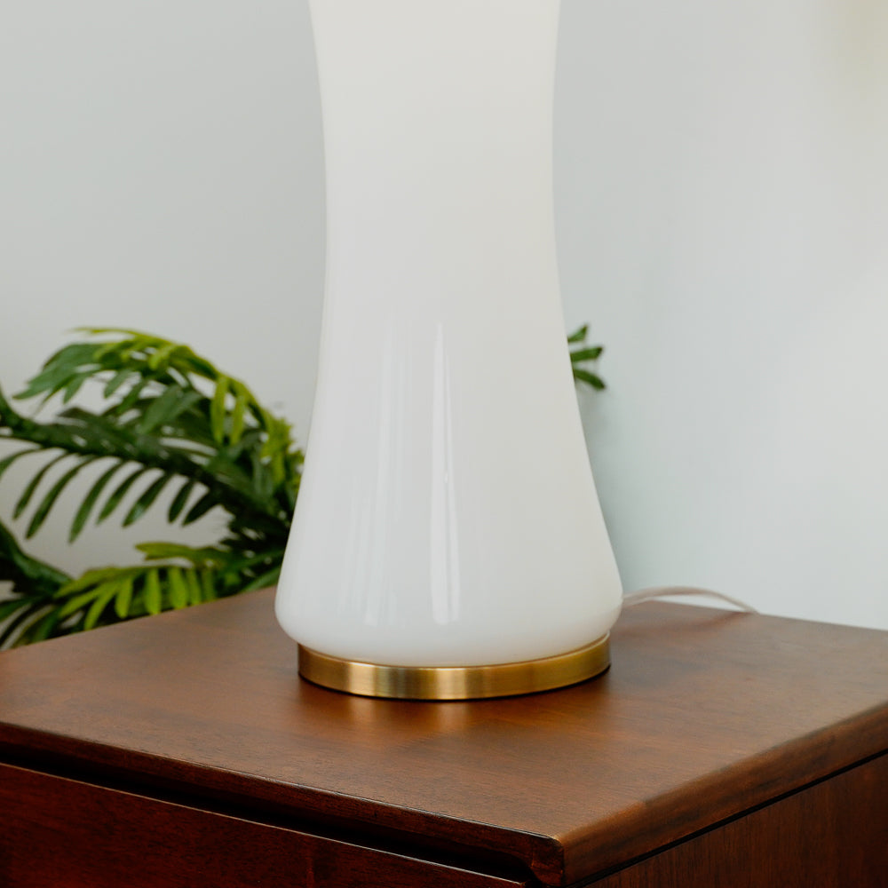 Ashcroft - Cascade Glass Lamp Golden Base Off White Glass Table Lamp