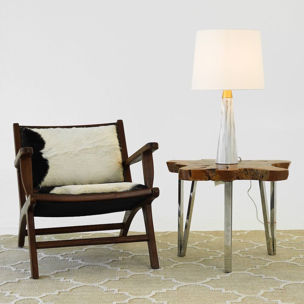 Ashcroft - Enclave Hydro Black Table Lamp with On/Off Switch Faux Marble Base Fabric Shade