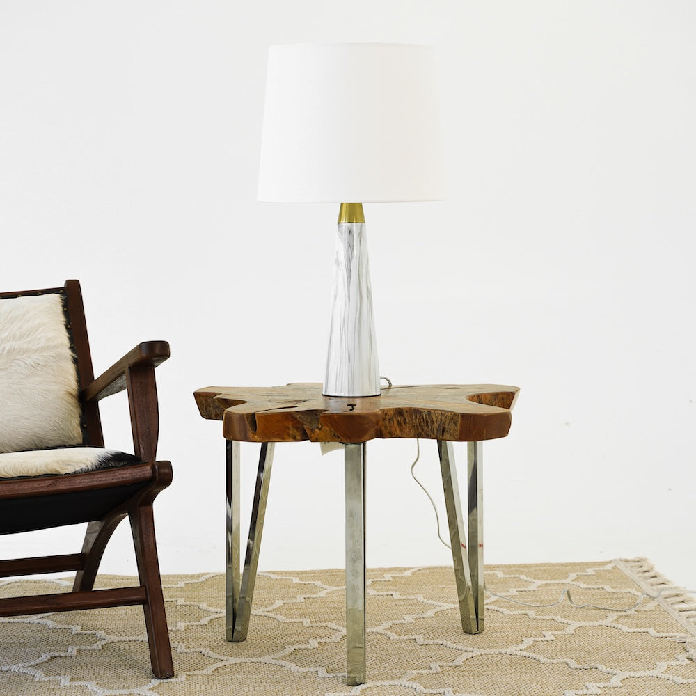 Ashcroft - Enclave Hydro Black Table Lamp with On/Off Switch Faux Marble Base Fabric Shade