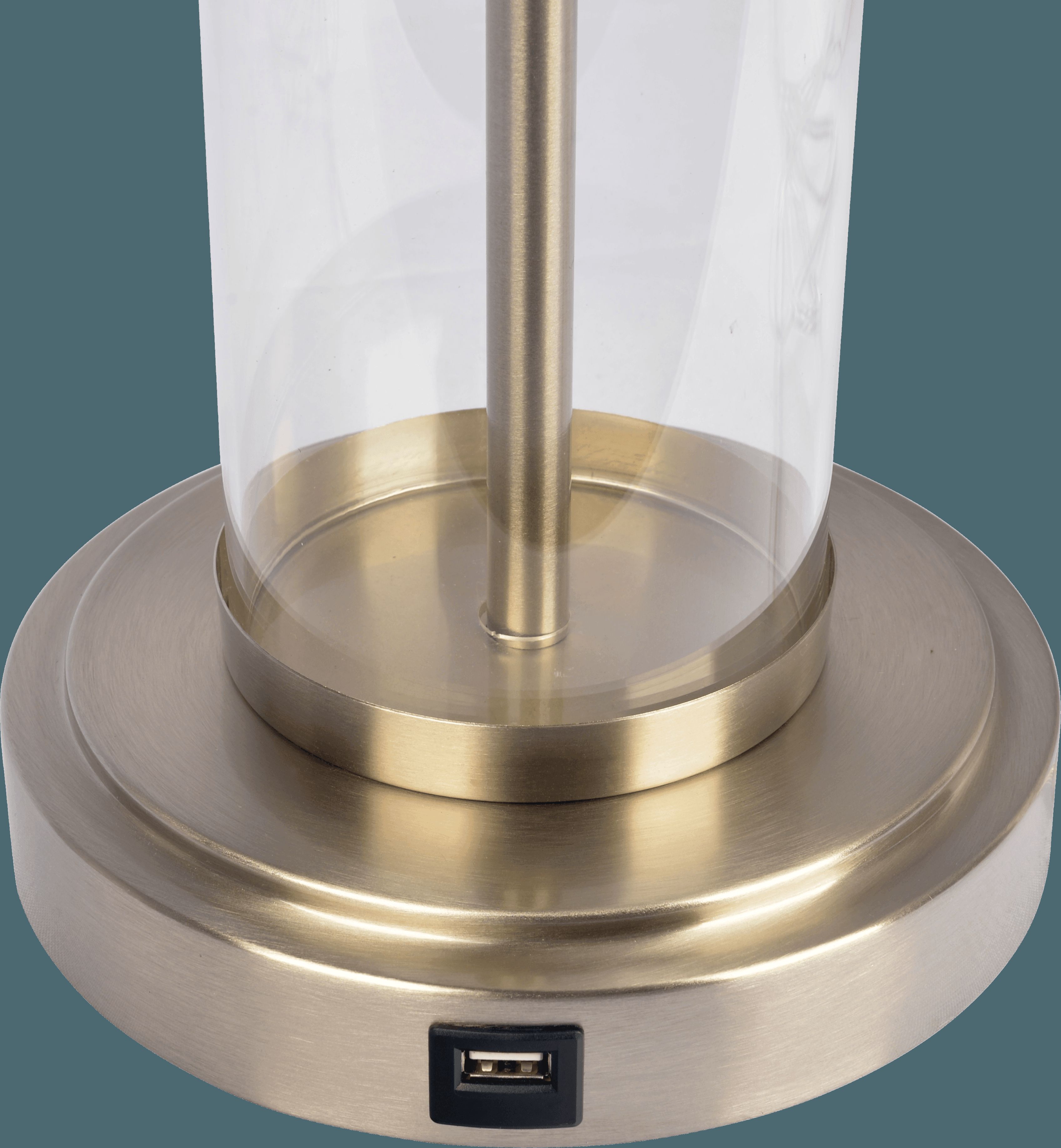 Ashcroft - Luna Brushed Nickel Table Lamp with On/Off Switch Clear Glass Body Metal Base